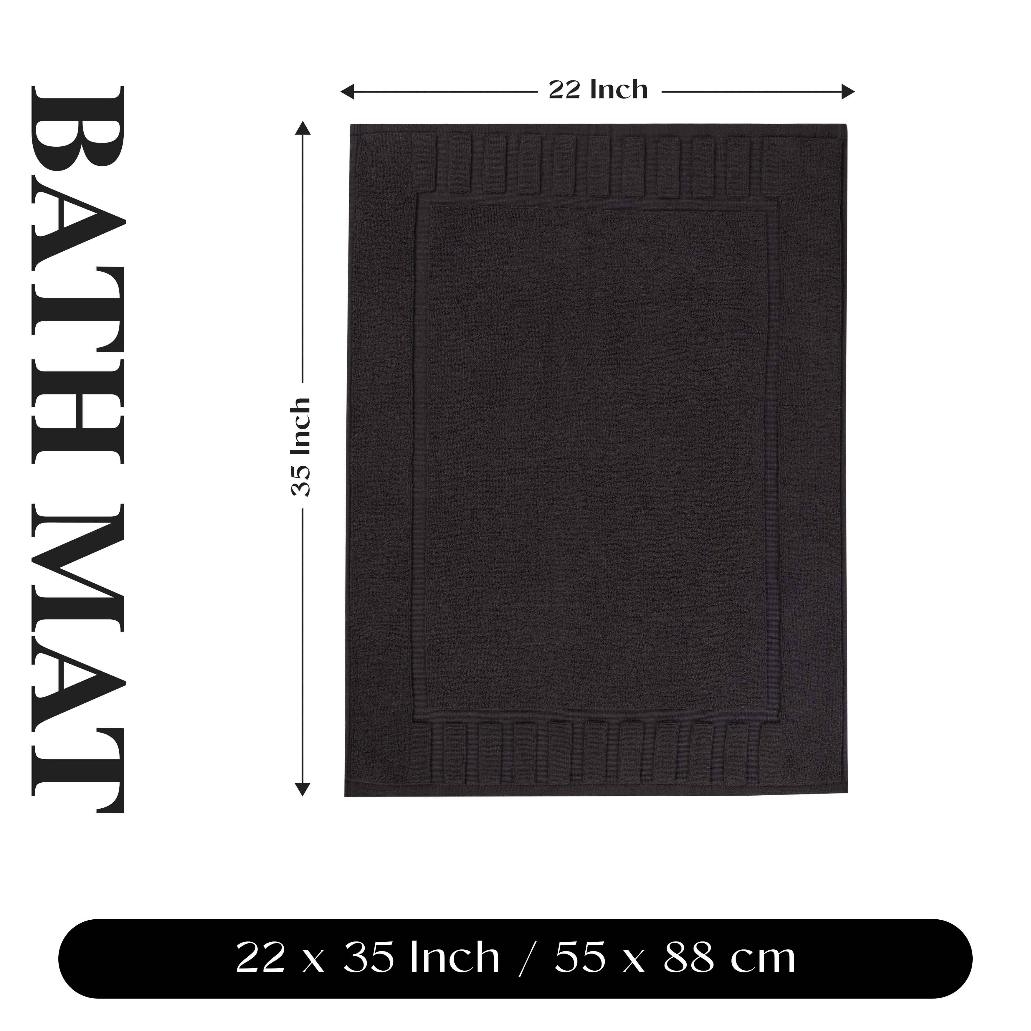 Leo Cotton Solid Modern Geometric Border Absorbent Bath Mat, Set of 2 - Omnigoodsstore