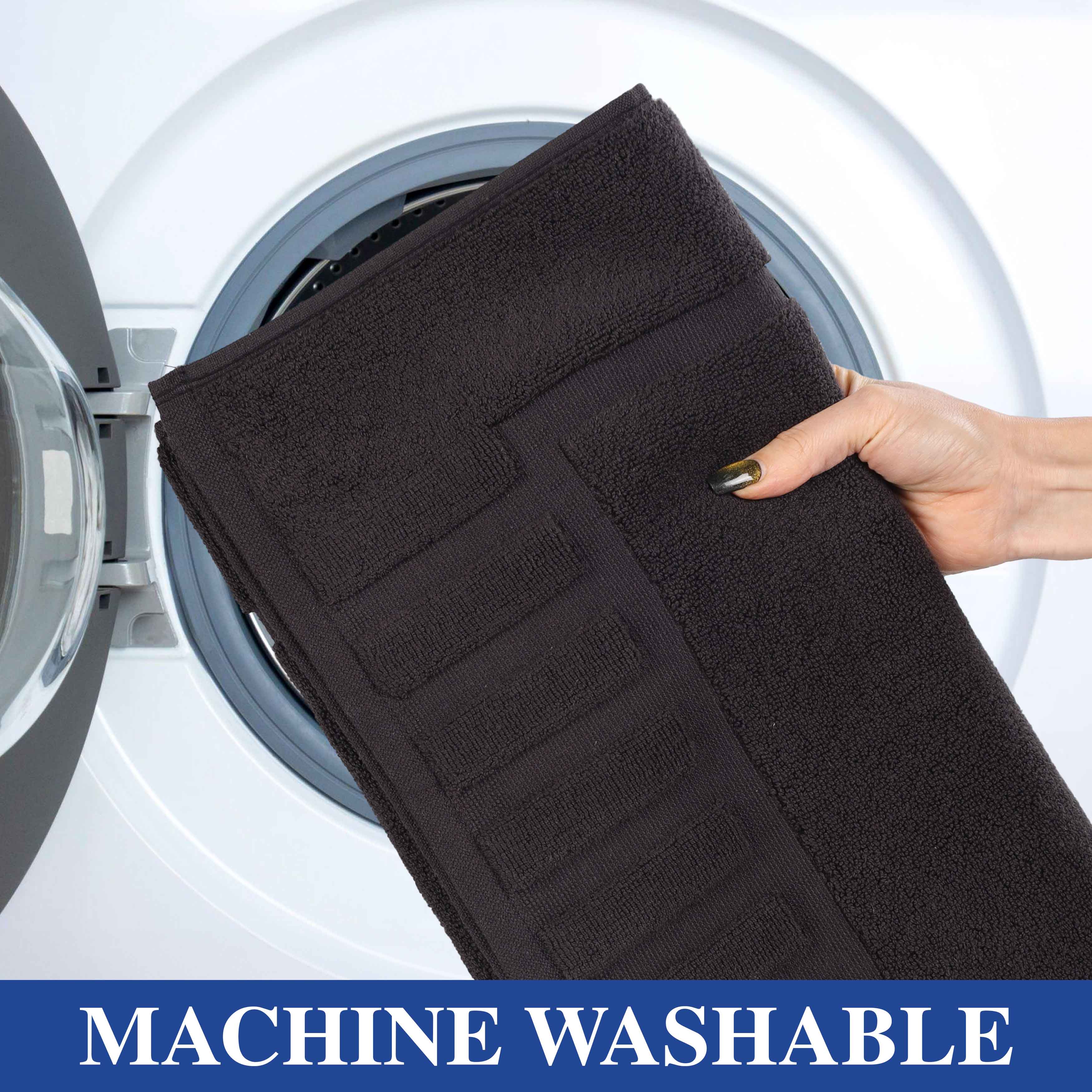 Leo Cotton Solid Modern Geometric Border Absorbent Bath Mat, Set of 2 - Omnigoodsstore