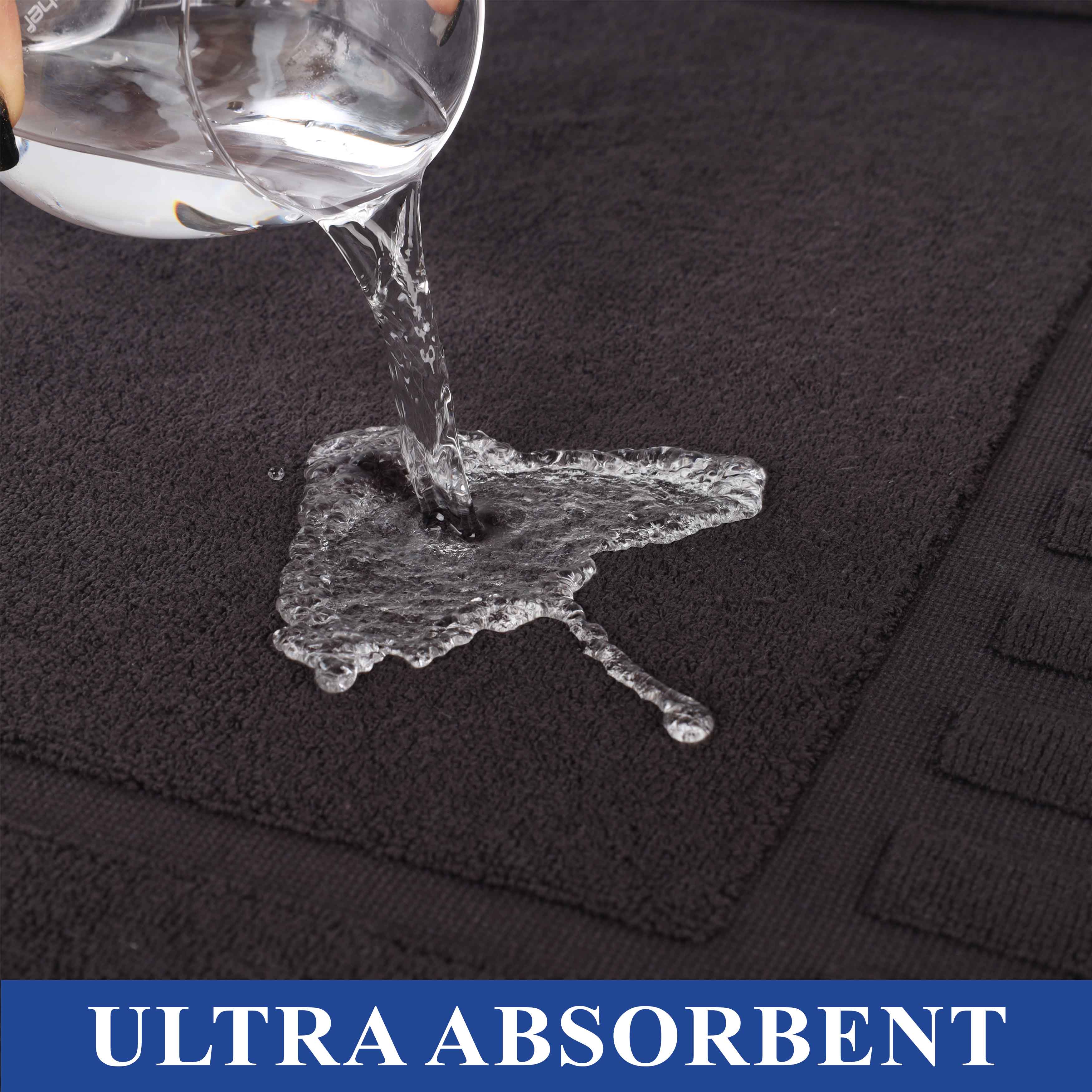 Leo Cotton Solid Modern Geometric Border Absorbent Bath Mat, Set of 2 - Omnigoodsstore