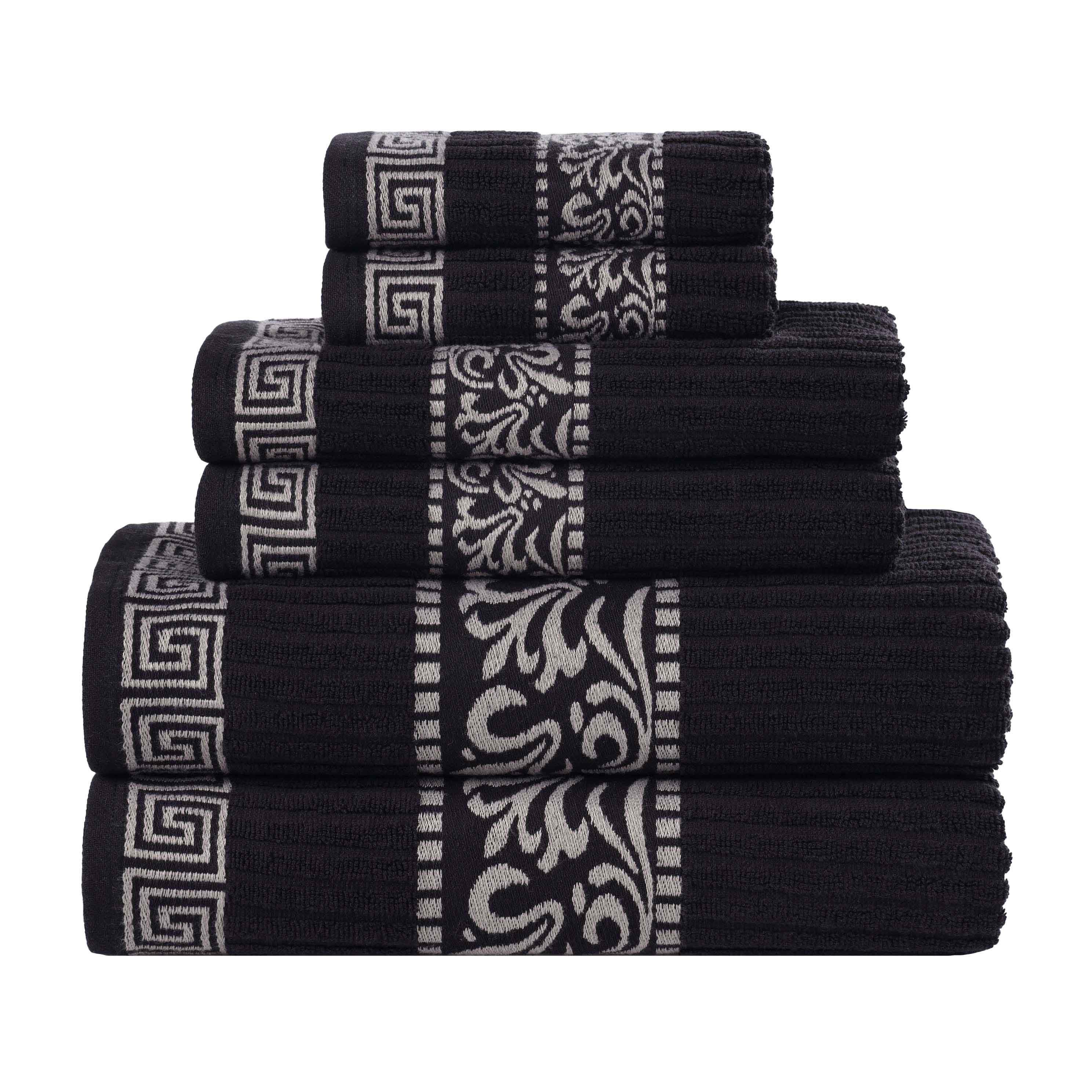Athens Cotton Greek Scroll and Floral 6-Piece Assorted Towel Set - Omnigoodsstore
