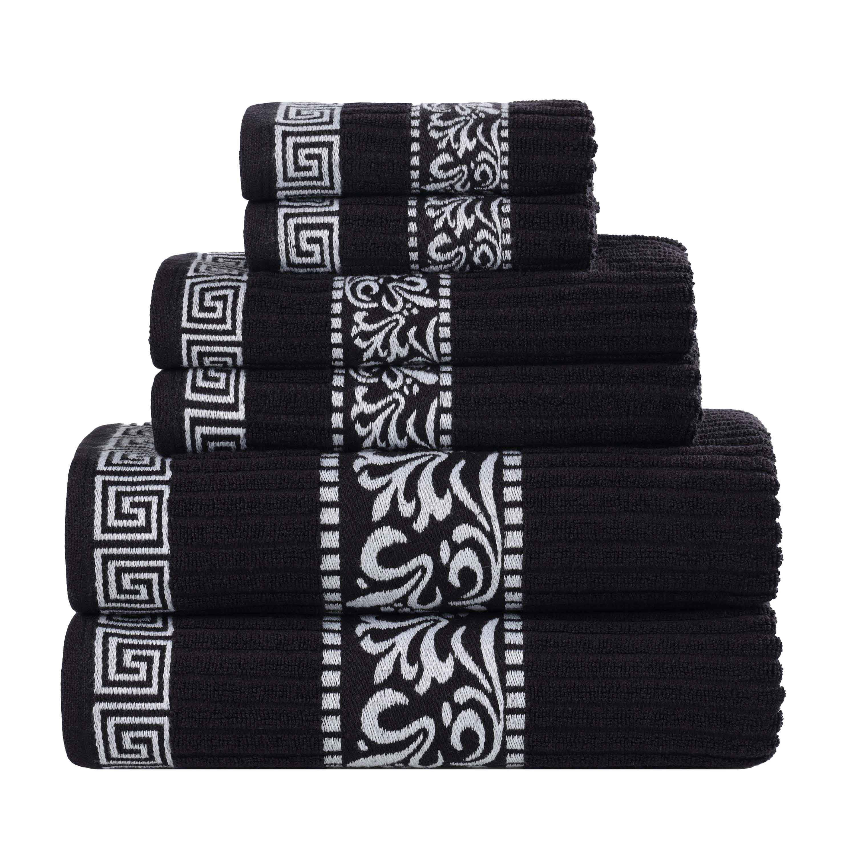 Athens Cotton Greek Scroll and Floral 6-Piece Assorted Towel Set - Omnigoodsstore