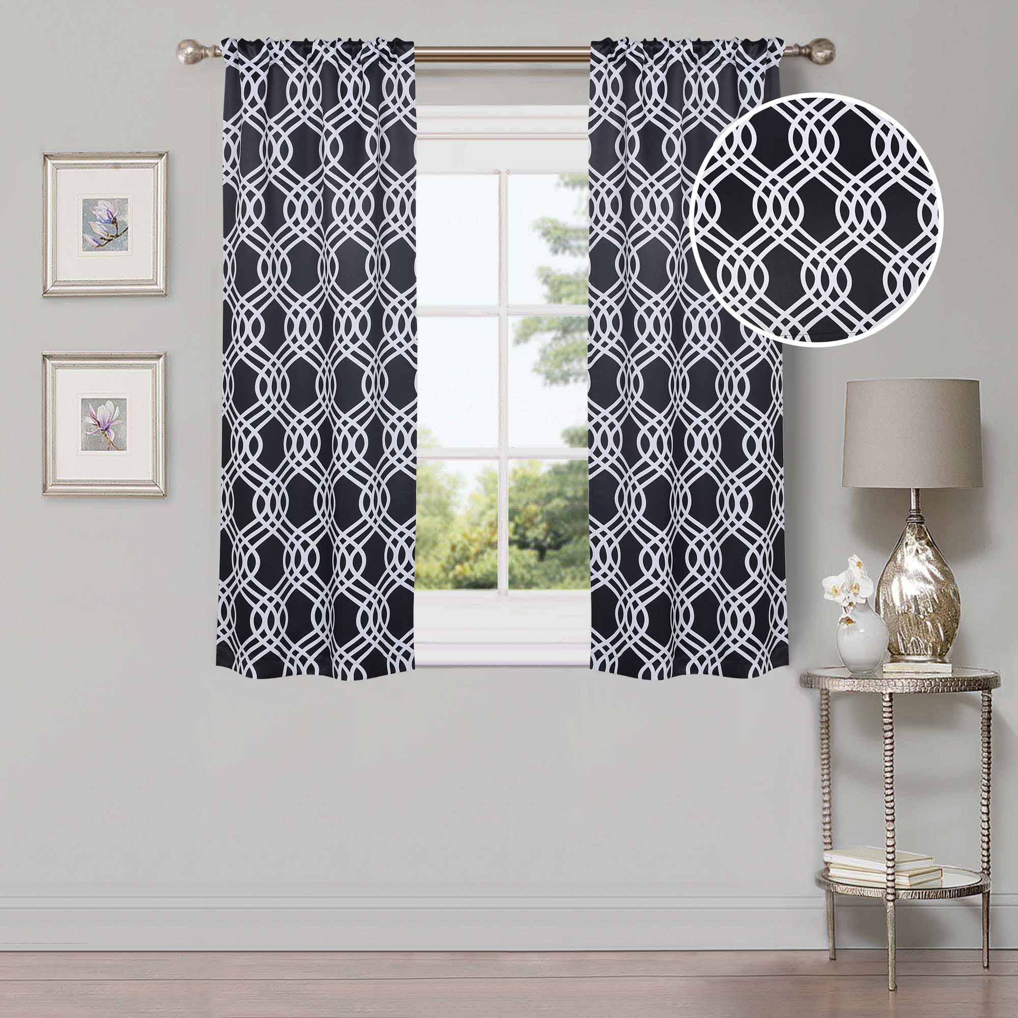 Ribbon Trellis Washable Room Darkening Blackout Curtain Panel Set - Omnigoodsstore