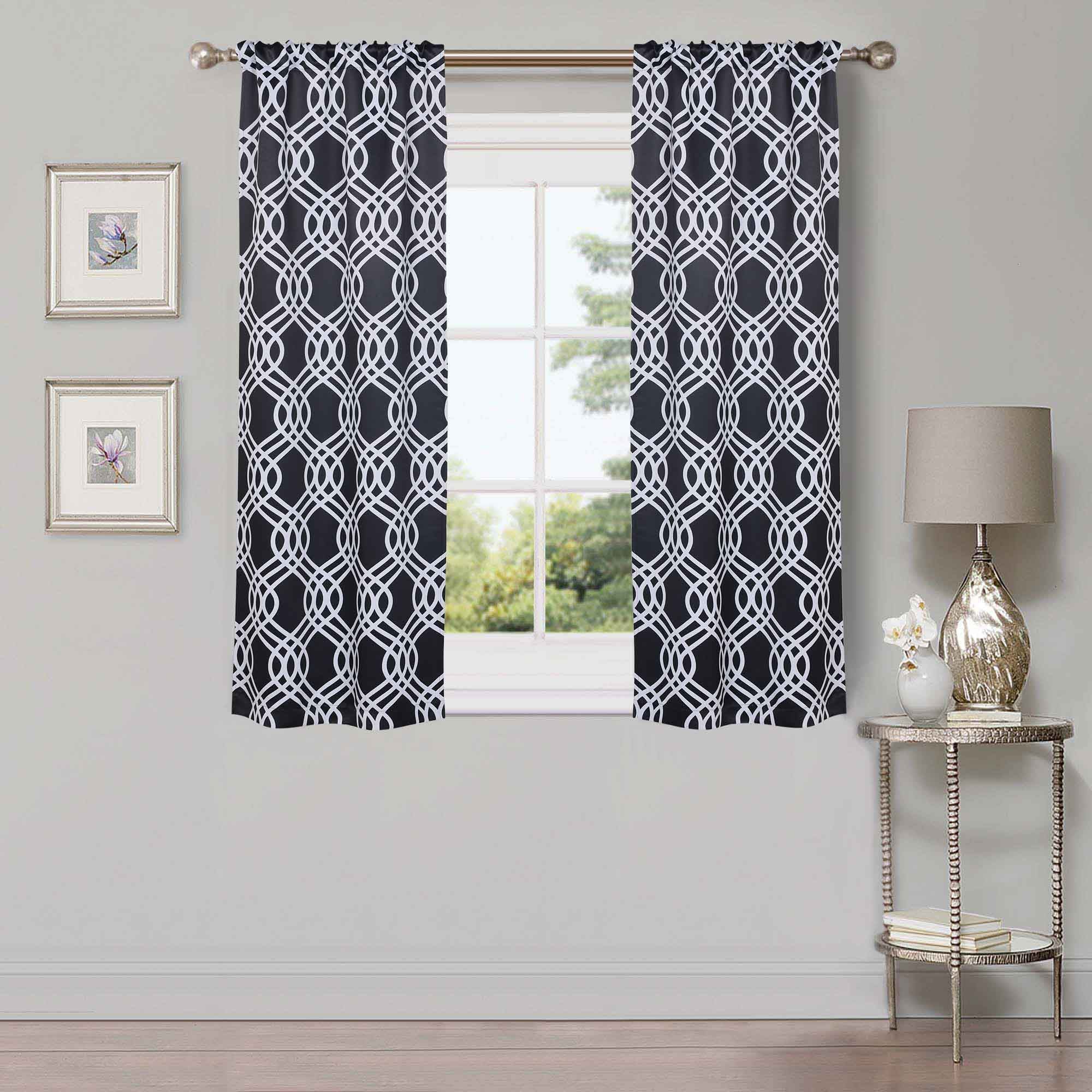 Ribbon Trellis Washable Room Darkening Blackout Curtain Panel Set - Omnigoodsstore