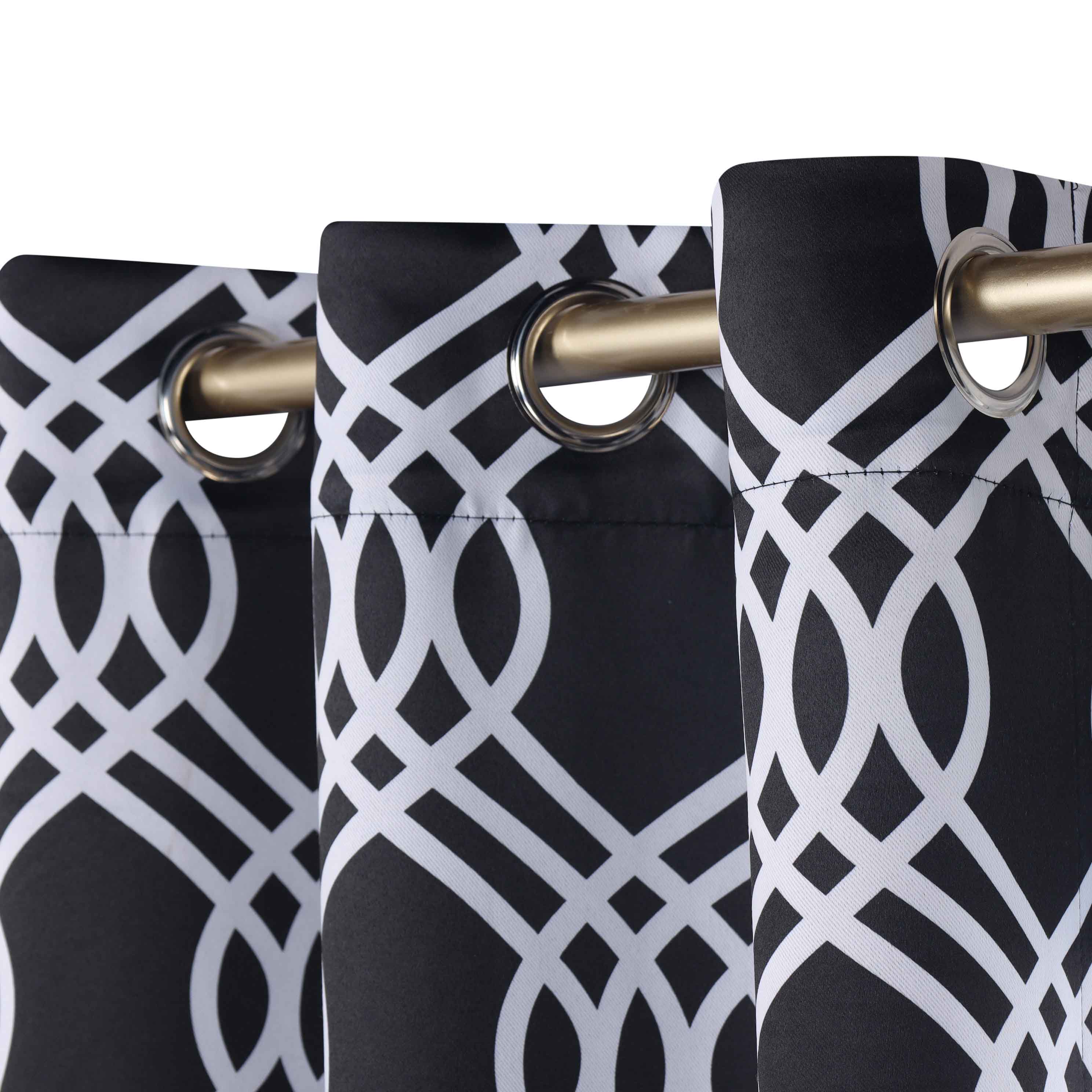 Ribbon Trellis Washable Room Darkening Blackout Curtain Panel Set - Omnigoodsstore