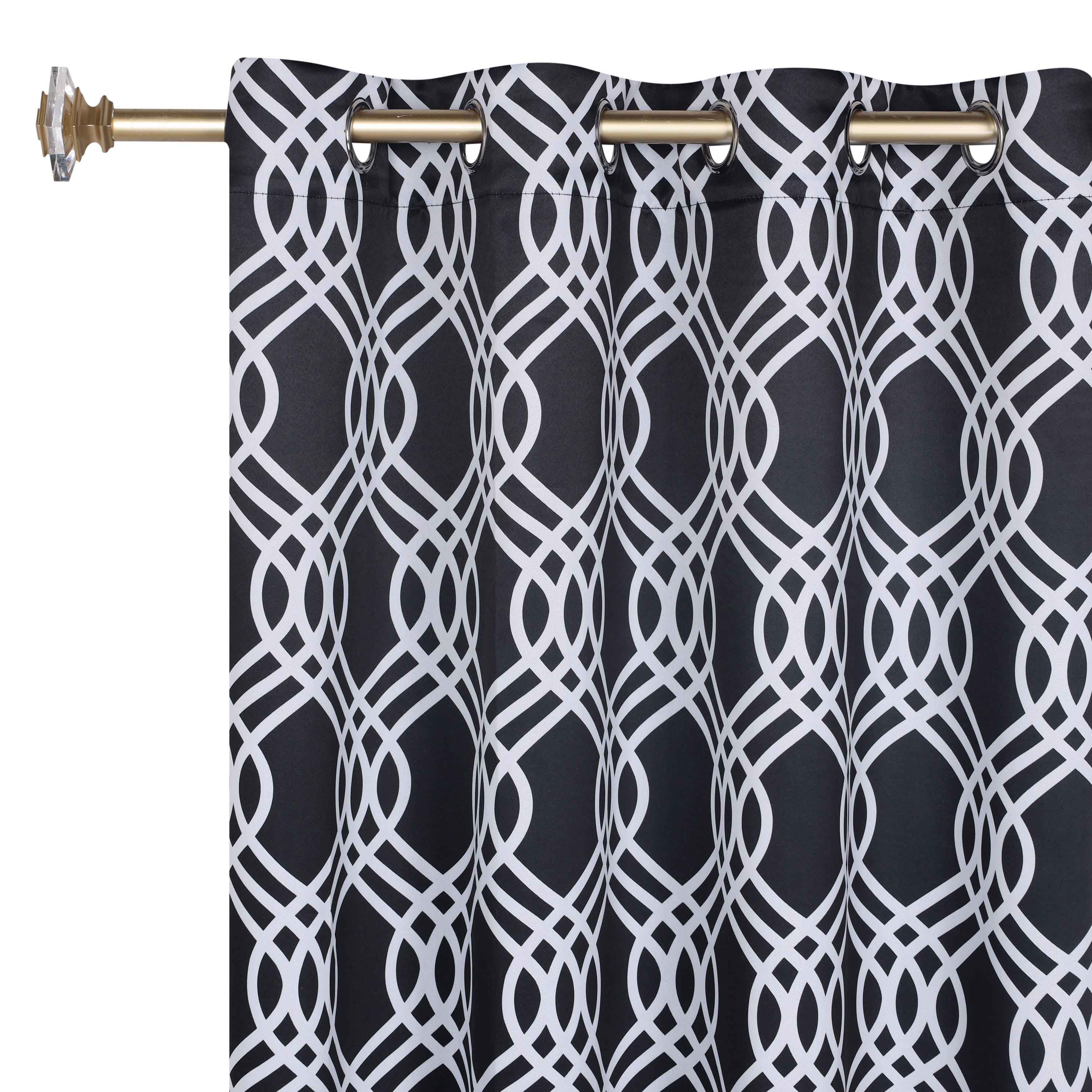 Ribbon Trellis Washable Room Darkening Blackout Curtain Panel Set - Omnigoodsstore