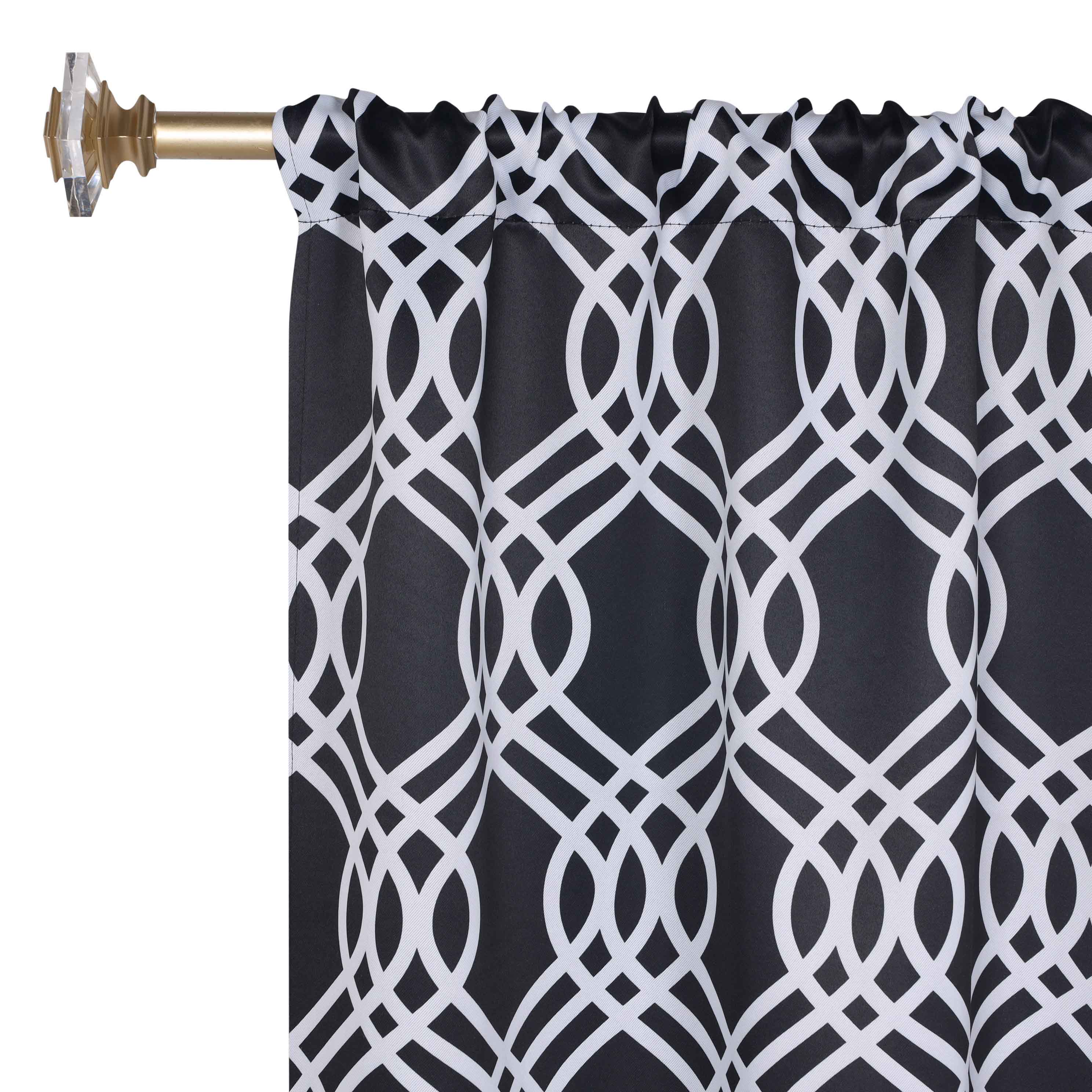Ribbon Trellis Washable Room Darkening Blackout Curtain Panel Set - Omnigoodsstore