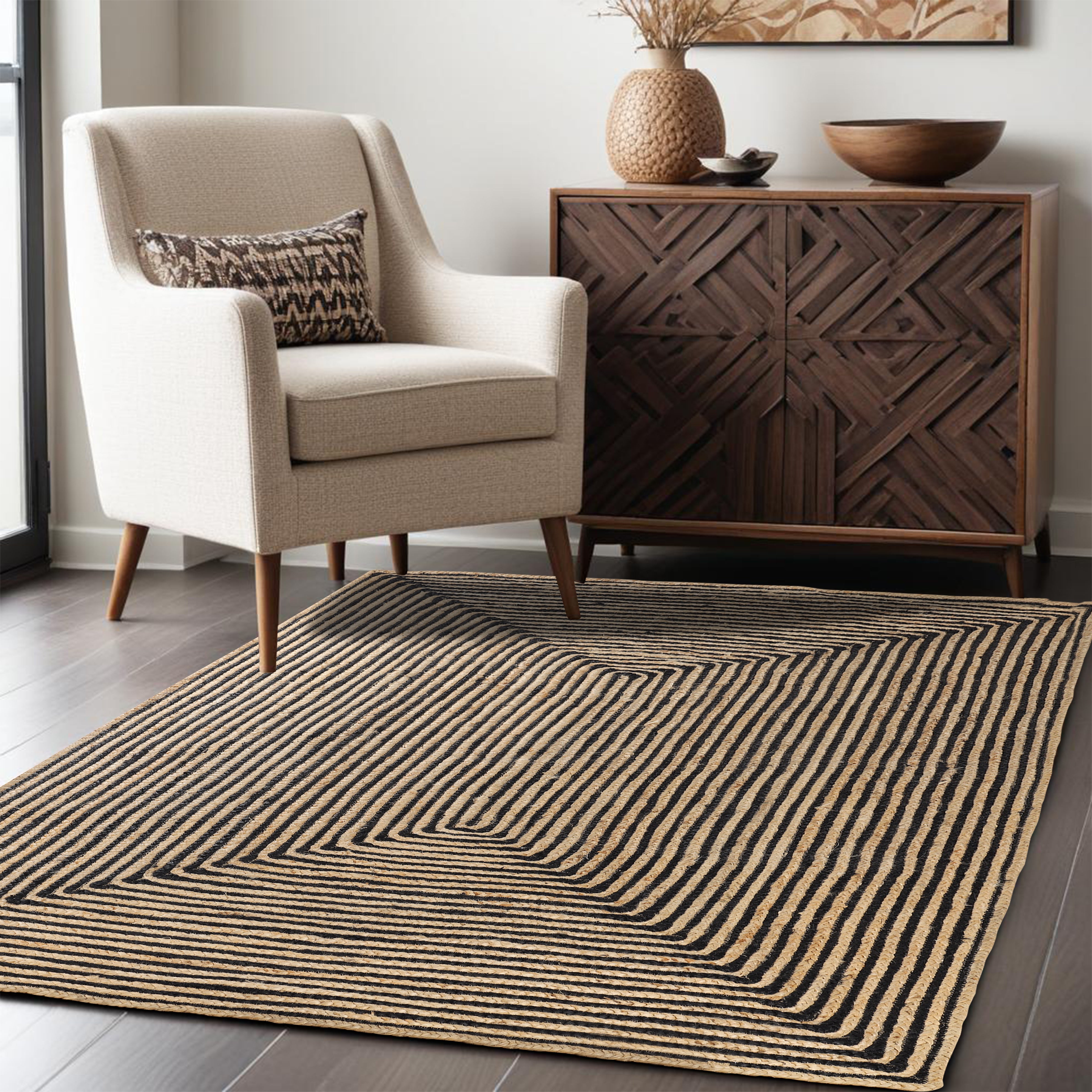 Braided Jute Reversible Handwoven Indoor Outdoor Area Rug - Omnigoodsstore