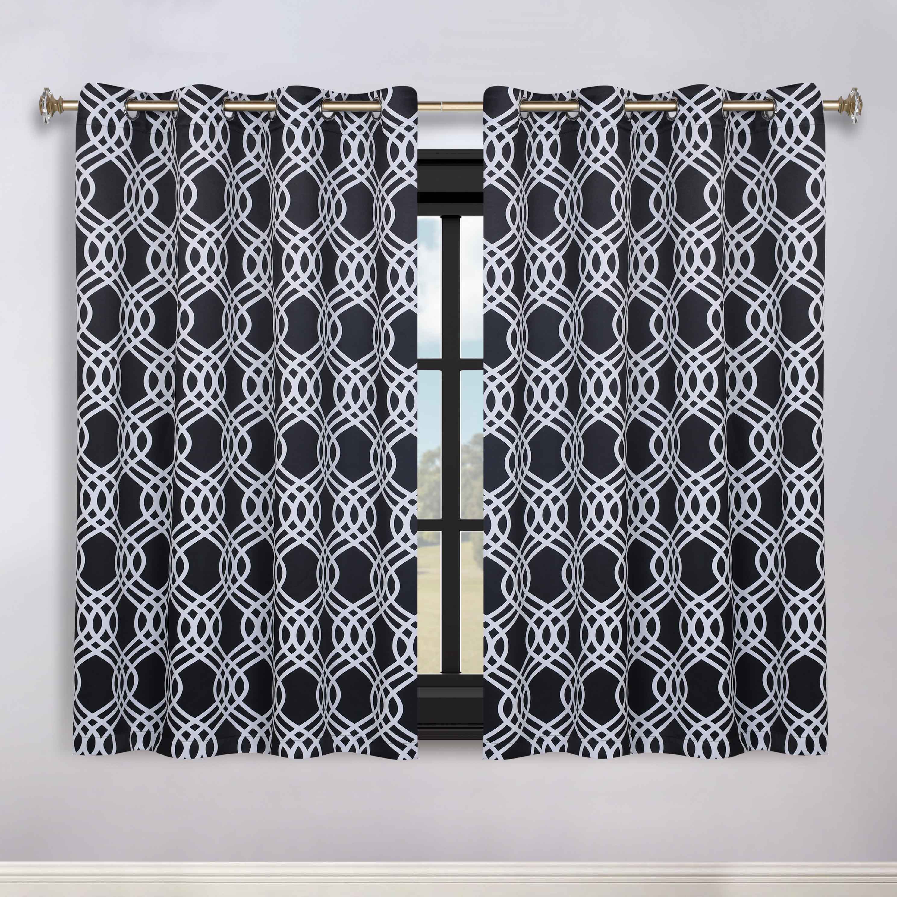 Ribbon Trellis Washable Room Darkening Blackout Curtain Panel Set - Omnigoodsstore