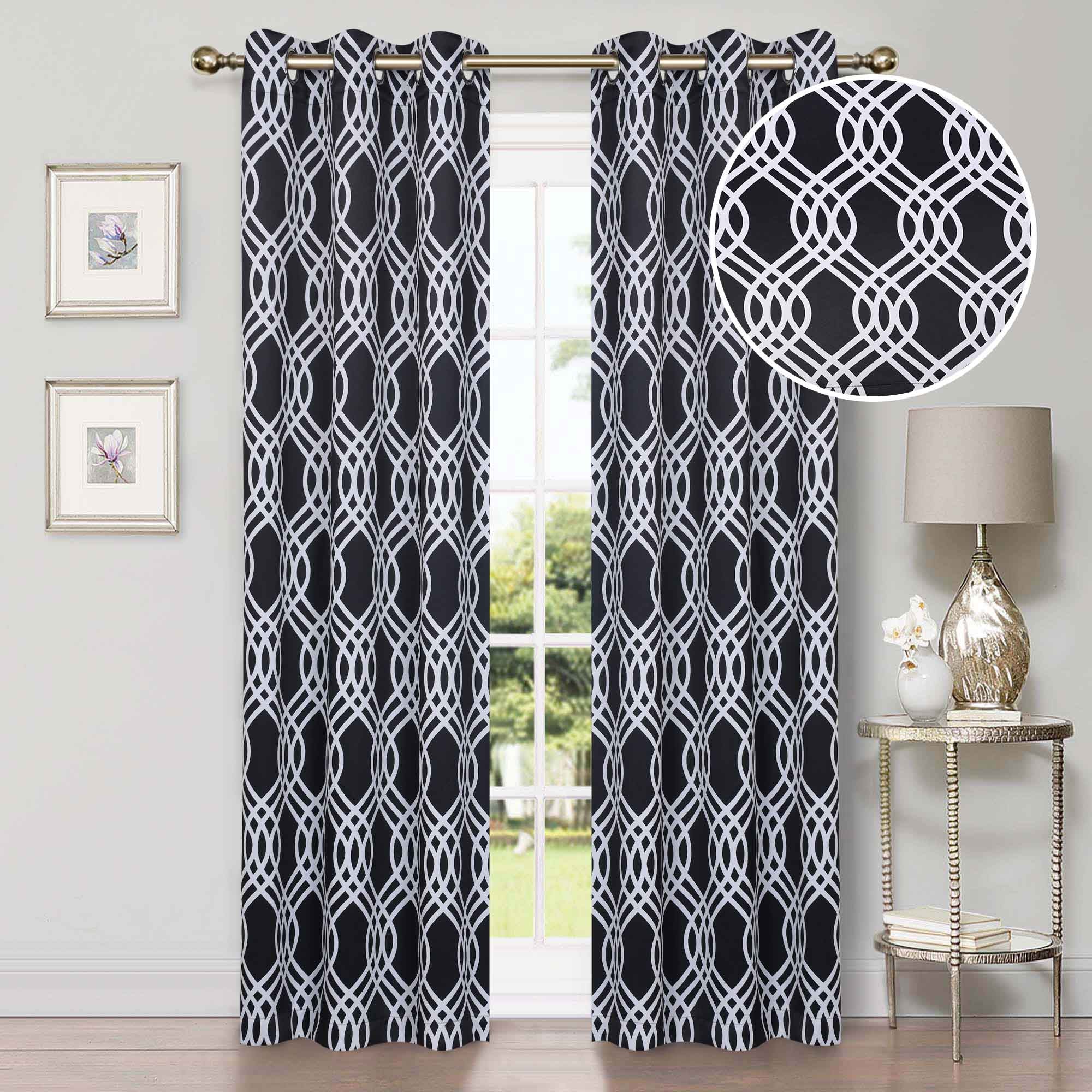 Ribbon Trellis Washable Room Darkening Blackout Curtain Panel Set - Omnigoodsstore