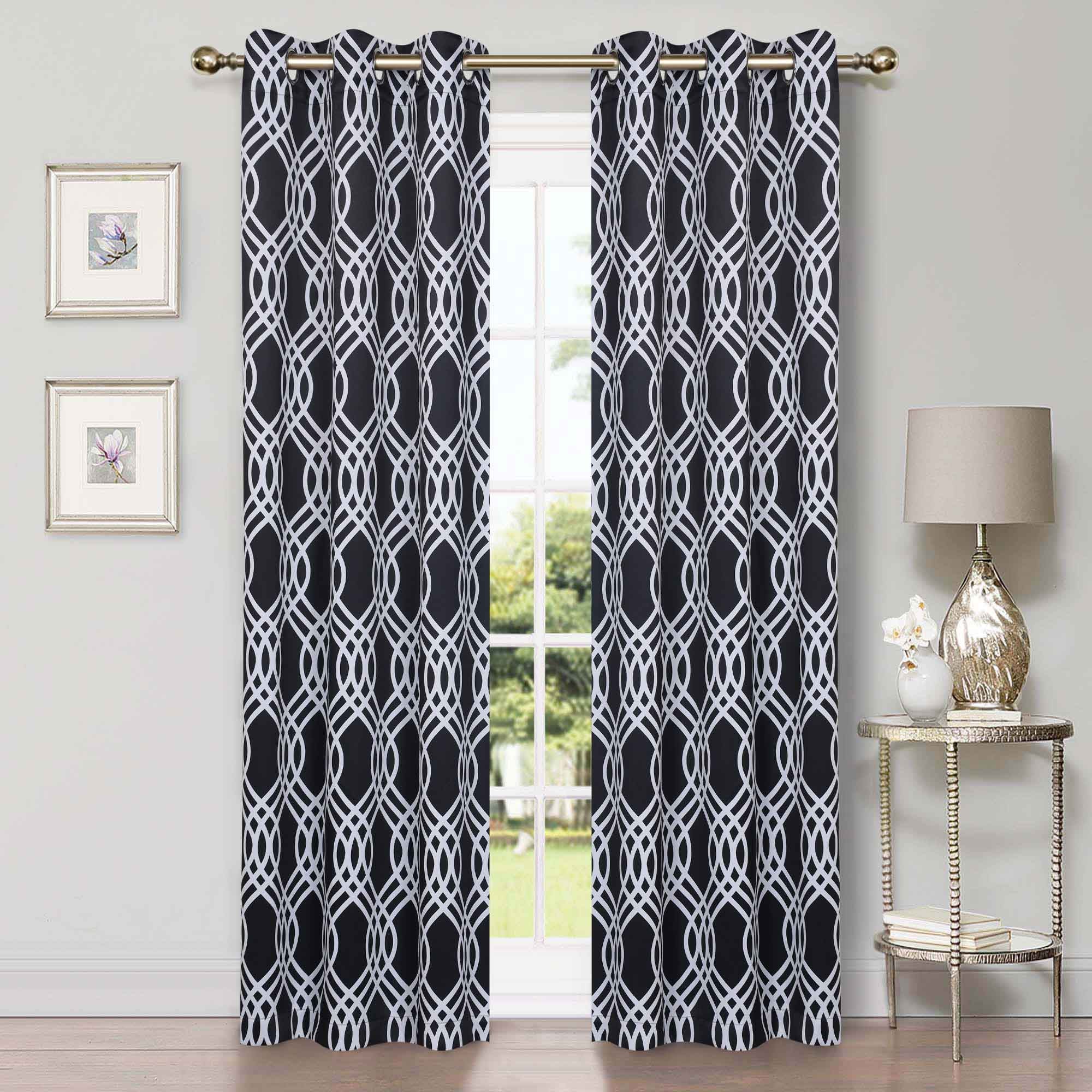 Ribbon Trellis Washable Room Darkening Blackout Curtain Panel Set - Omnigoodsstore