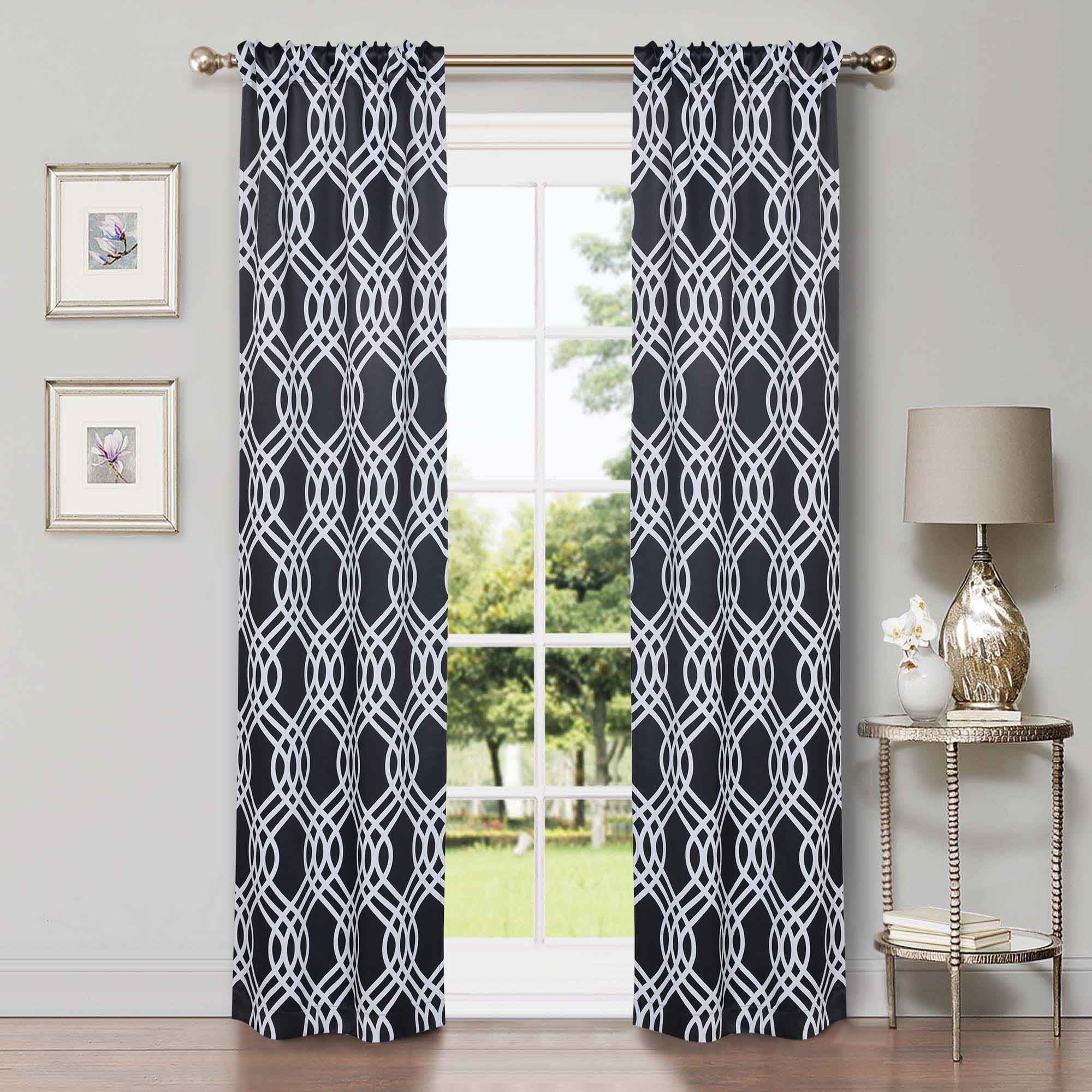 Ribbon Trellis Washable Room Darkening Blackout Curtain Panel Set - Omnigoodsstore