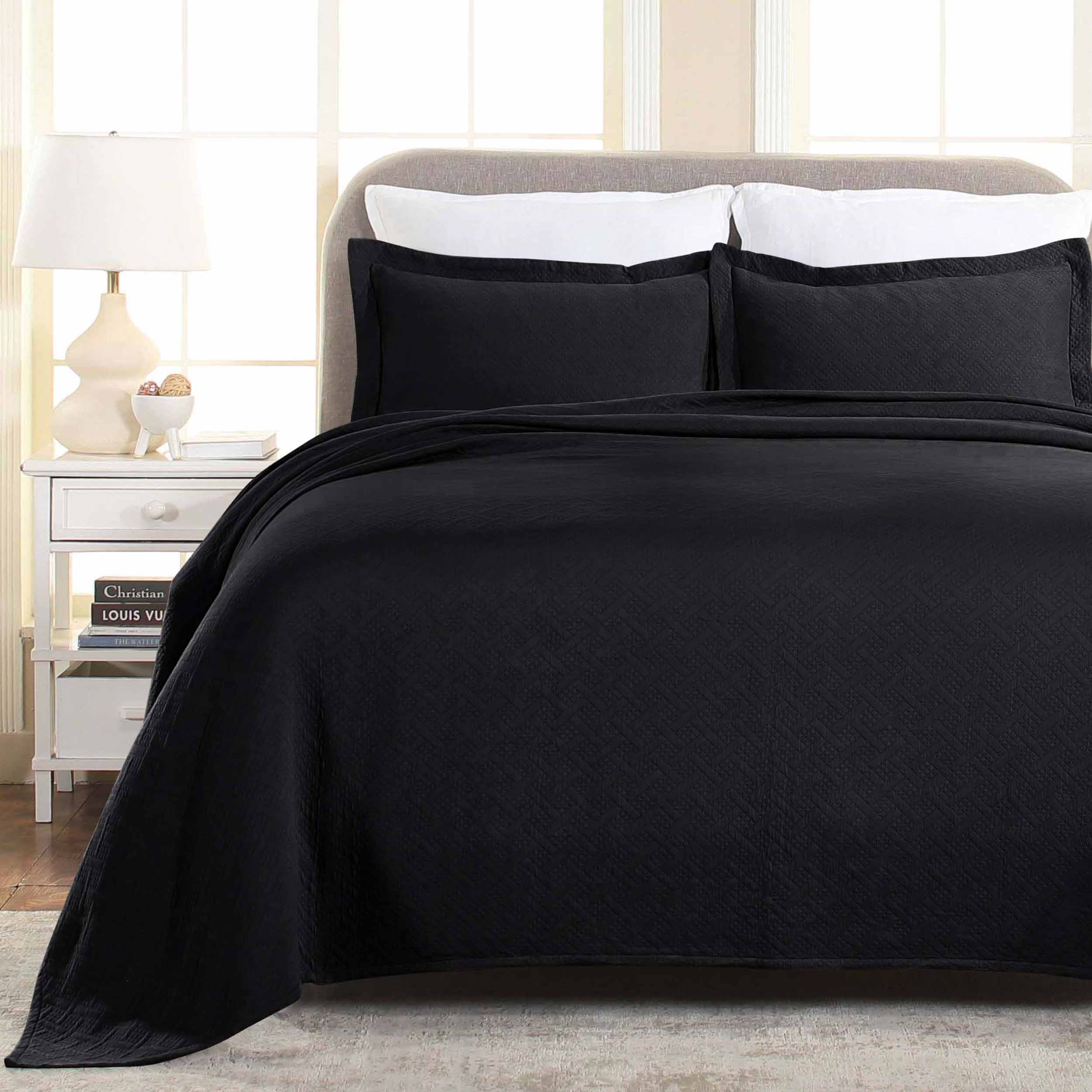 Basket Weave Matelasse Cotton Bedspread Set - Omnigoodsstore