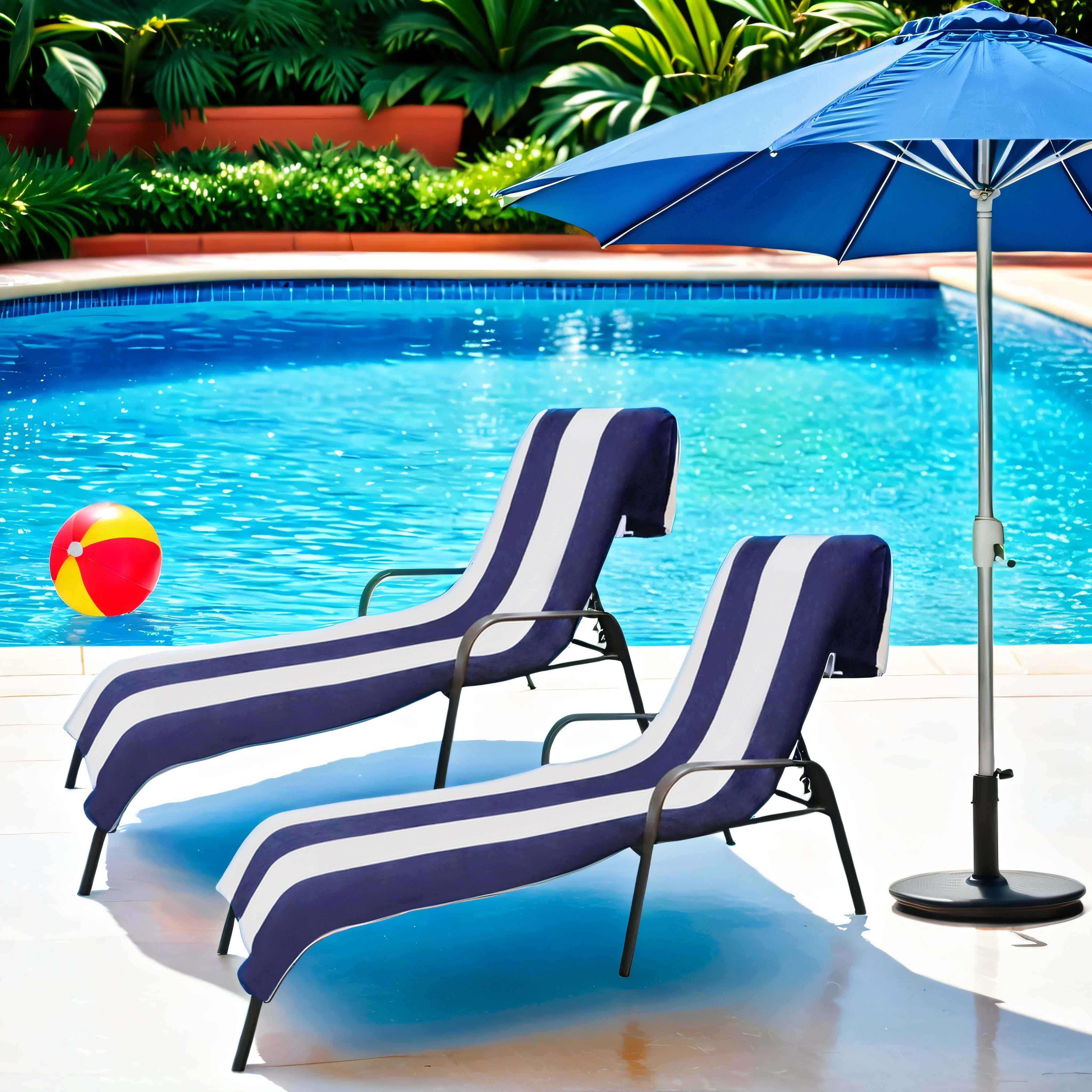 Cabana Striped Cotton Standard Size Towel / Chaise Lounge Chair Cover - Omnigoodsstore