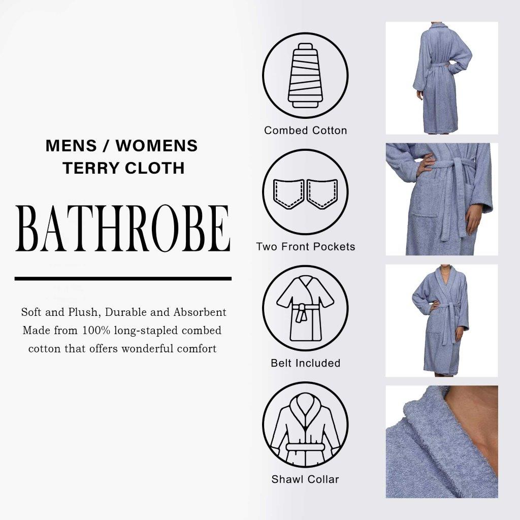 Cotton Ultra Soft Terry Adult Unisex Lightweight Luxury Bathrobe - Omnigoodsstore
