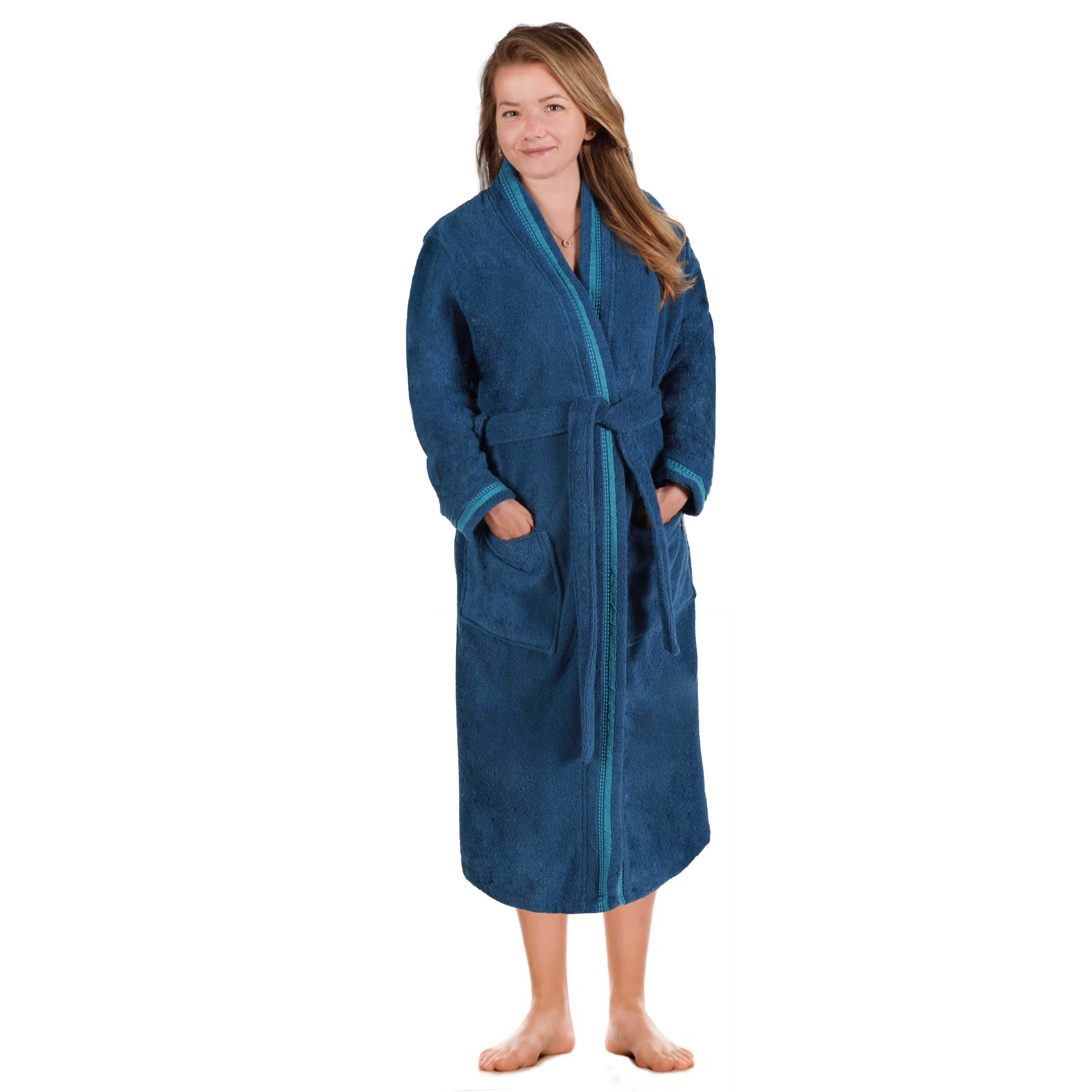 Tinsel Unisex Cotton Terry Kimono Bathrobe with Embroidery - Omnigoodsstore