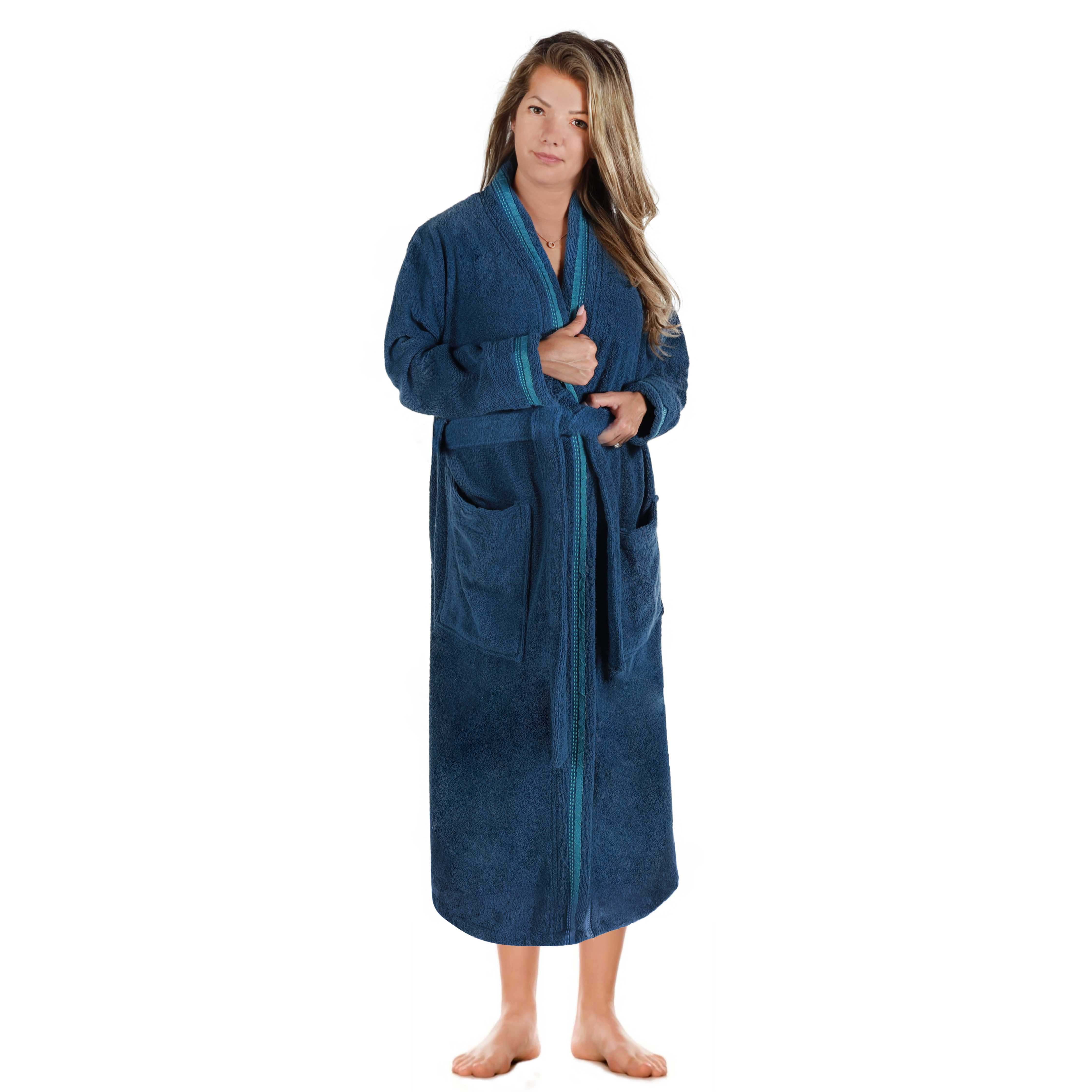 Tinsel Unisex Cotton Terry Kimono Bathrobe with Embroidery - Omnigoodsstore