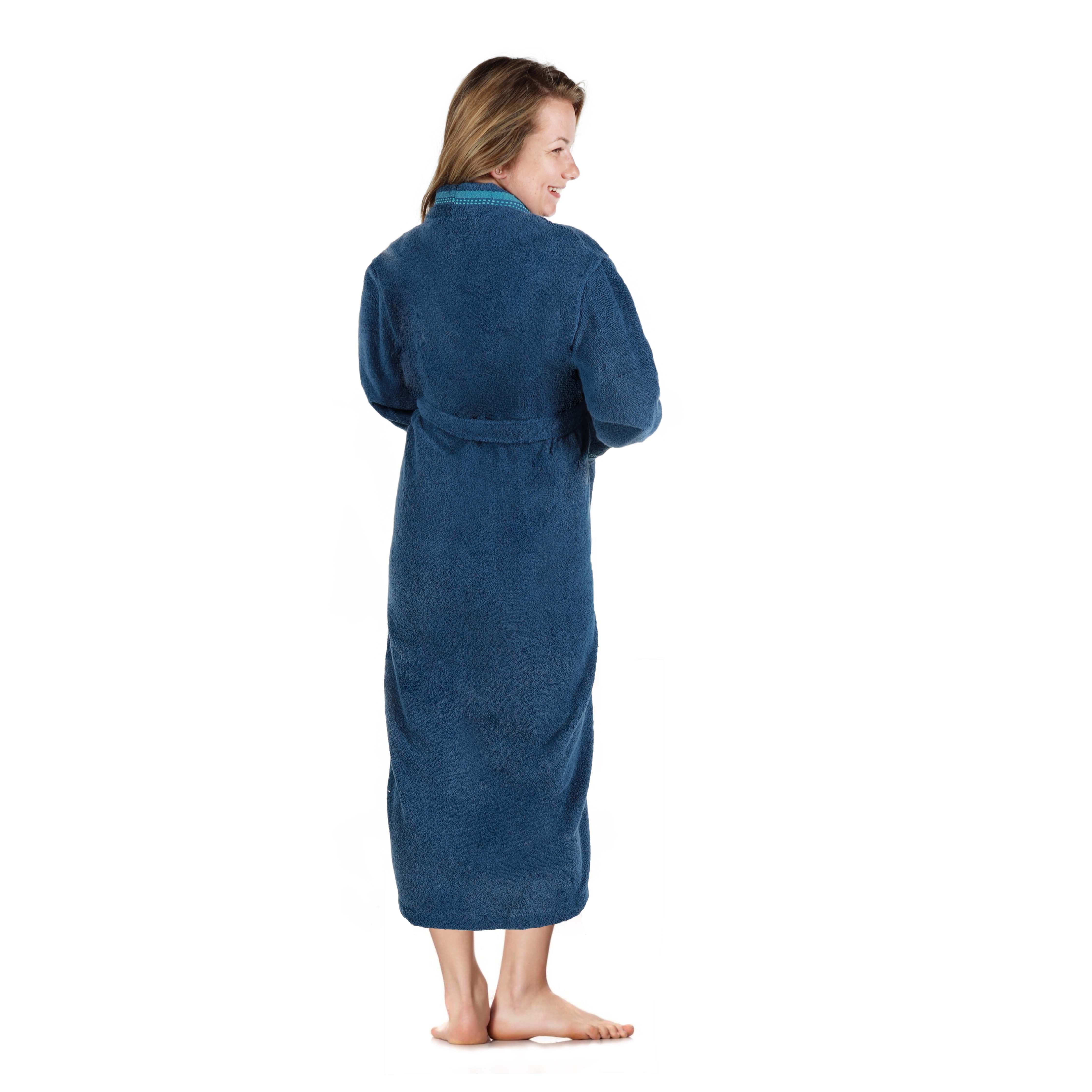 Tinsel Unisex Cotton Terry Kimono Bathrobe with Embroidery - Omnigoodsstore