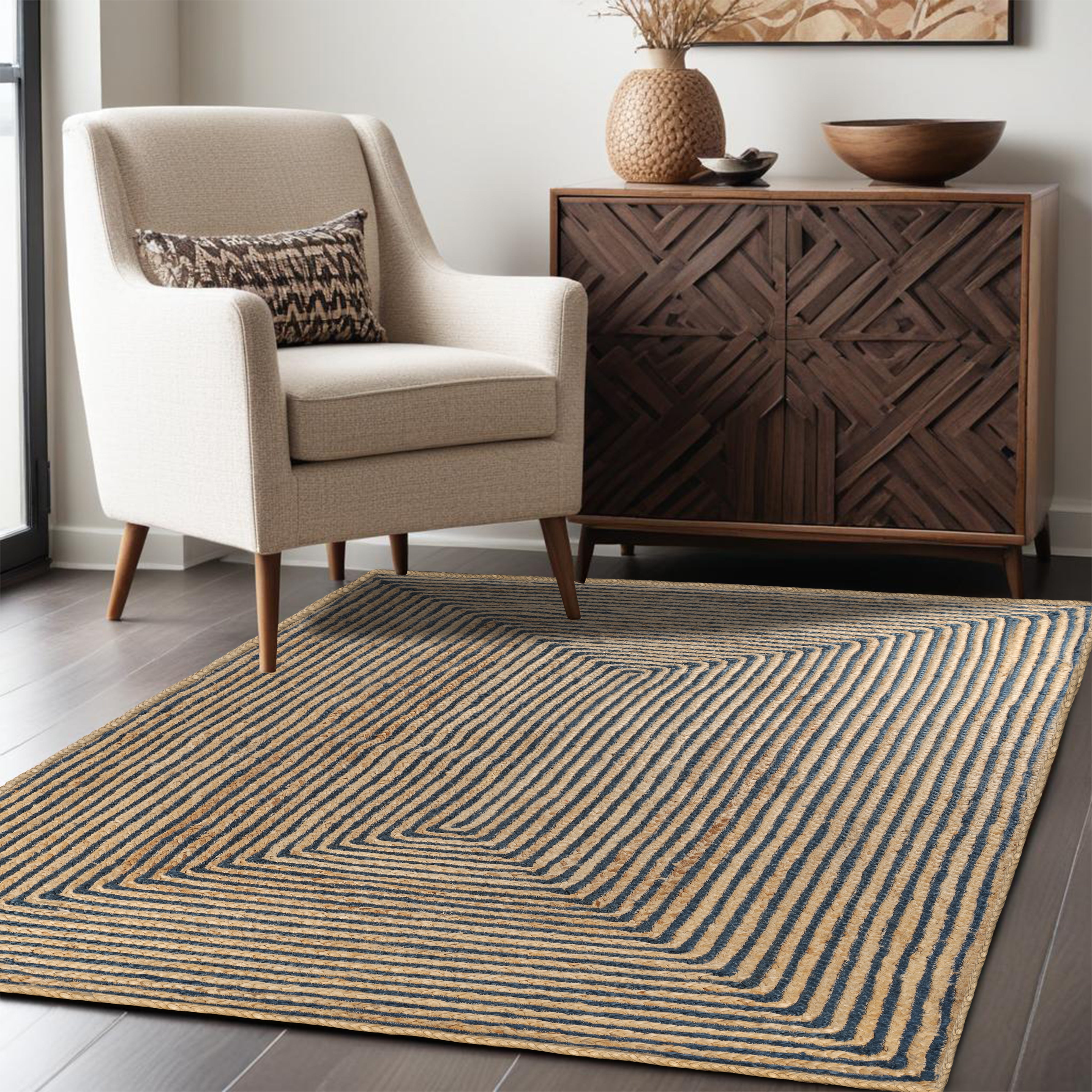 Braided Jute Reversible Handwoven Indoor Outdoor Area Rug - Omnigoodsstore