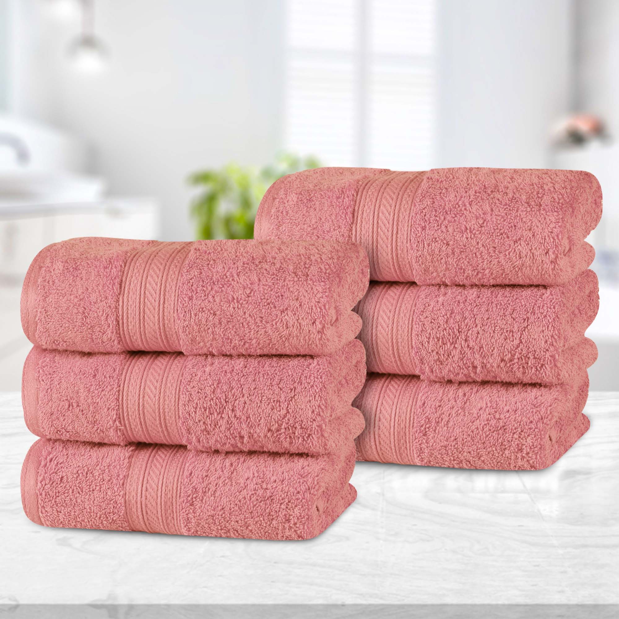 Atlas Cotton Plush Absorbent Heavyweight Luxury Hand Towel Set of 6 - Omnigoodsstore