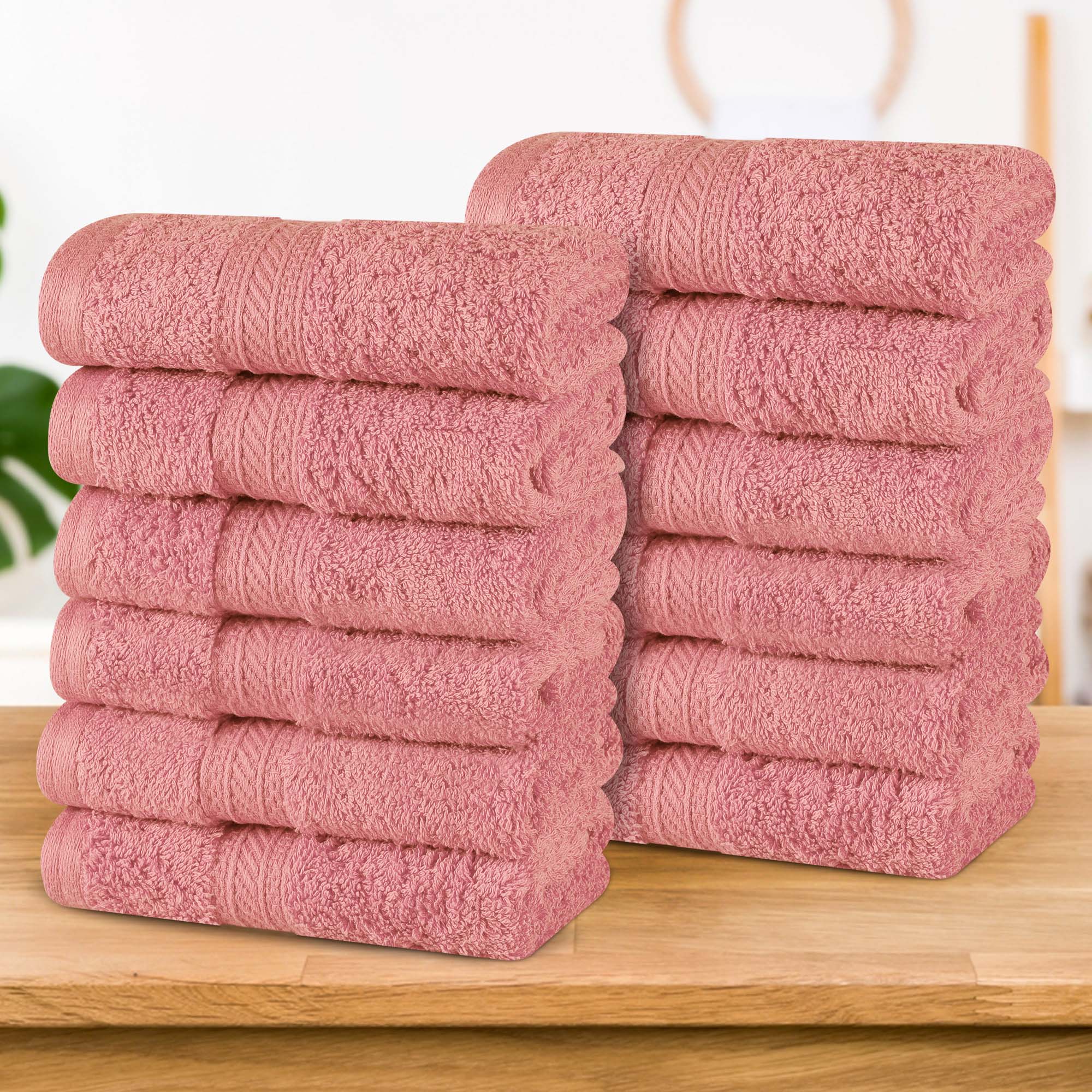 Atlas Cotton Plush Heavyweight Luxury Face Towel Washcloth Set of 12 - Omnigoodsstore