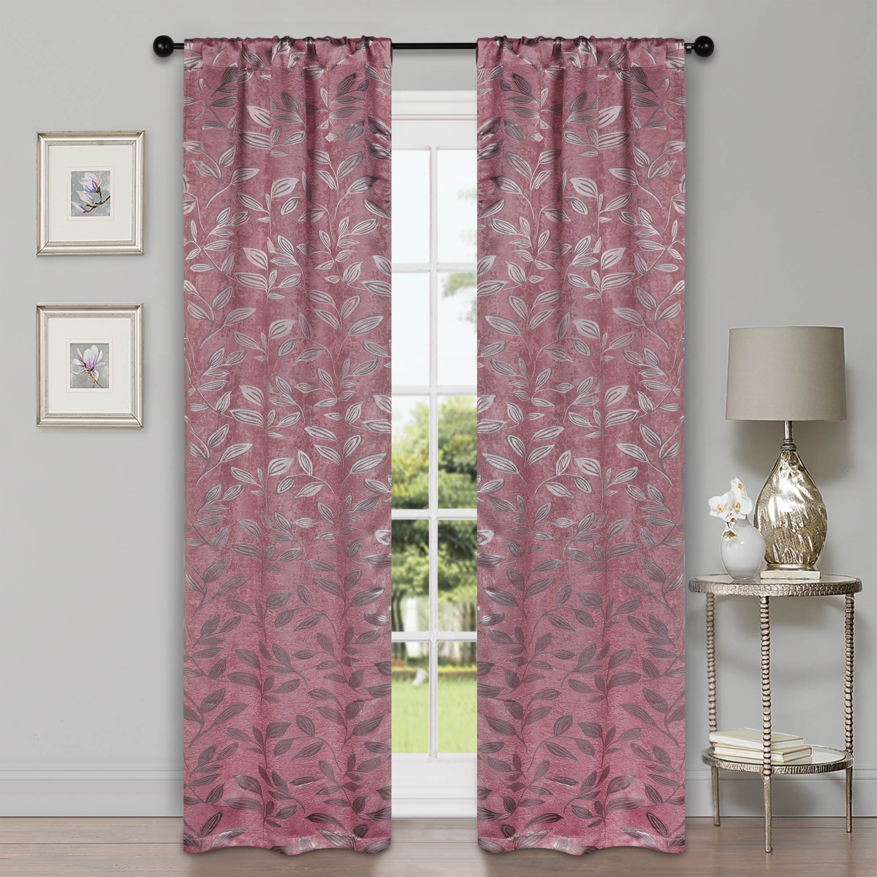 Leaves Machine Washable Room Darkening Blackout Curtains, Set of 2 - Omnigoodsstore