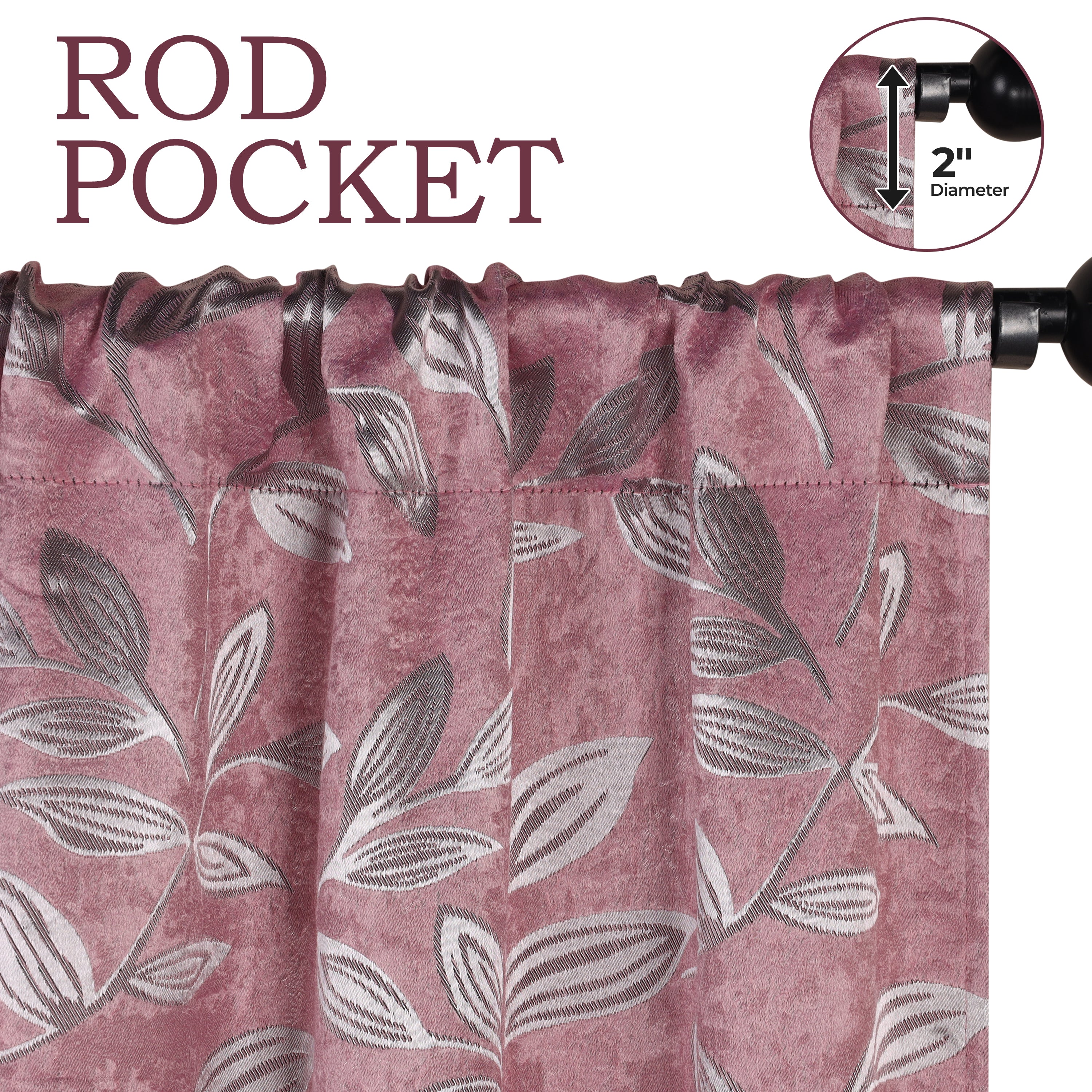 Leaves Machine Washable Room Darkening Blackout Curtains, Set of 2 - Omnigoodsstore