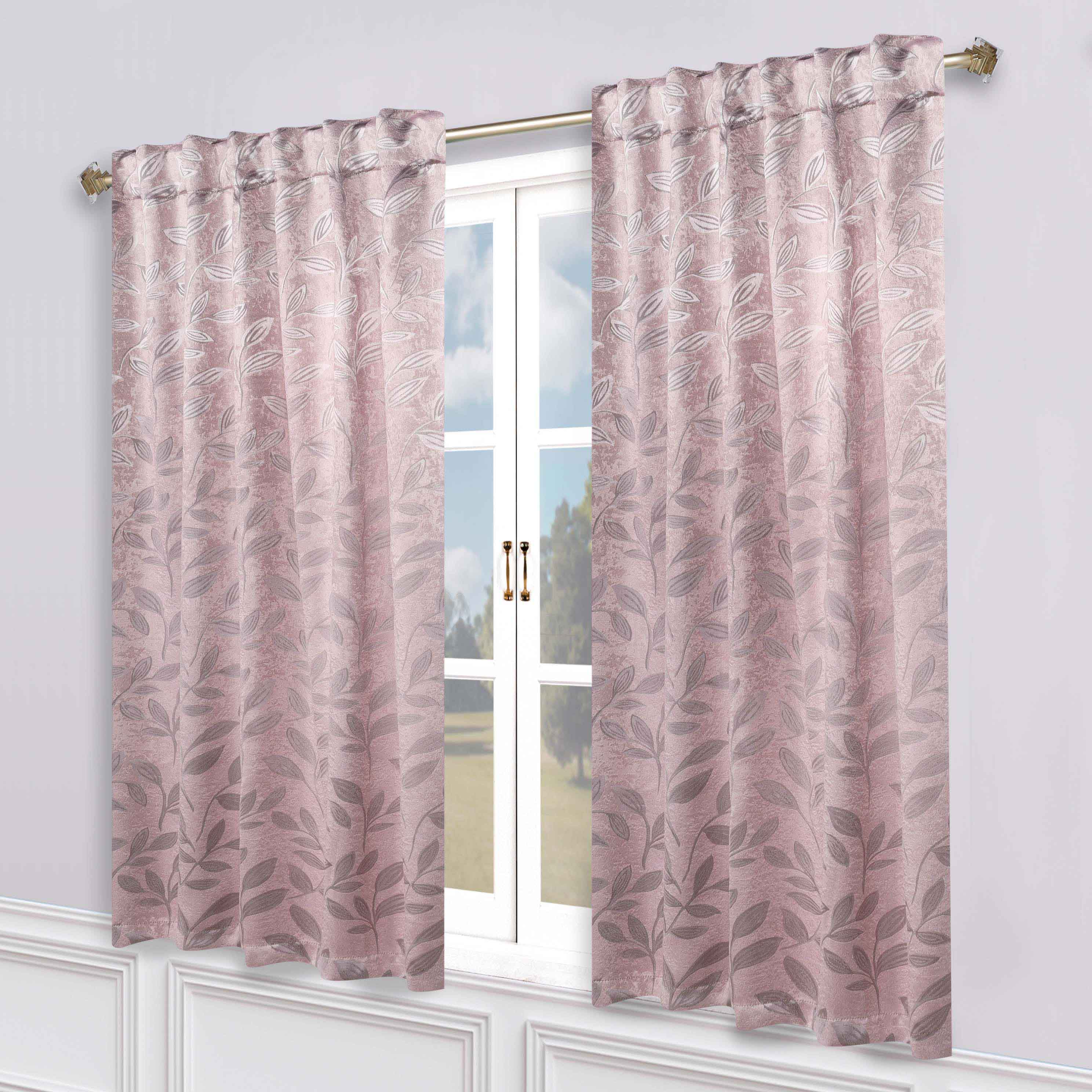 Superior Leaves Room Darkening Back Tab Blackout Curtains Panel Set - Omnigoodsstore