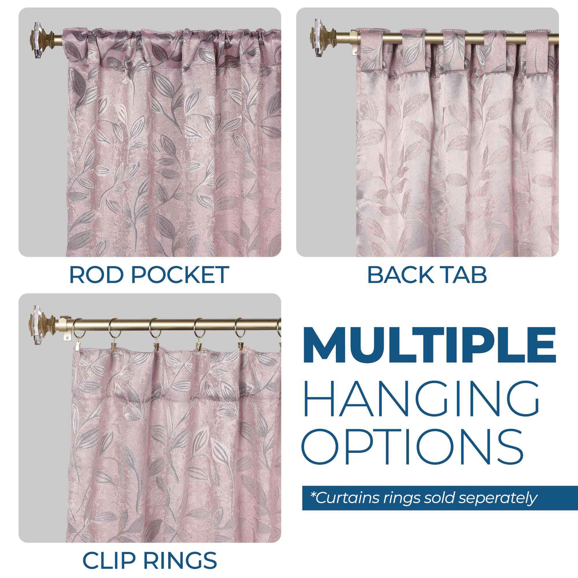 Superior Leaves Room Darkening Back Tab Blackout Curtains Panel Set - Omnigoodsstore