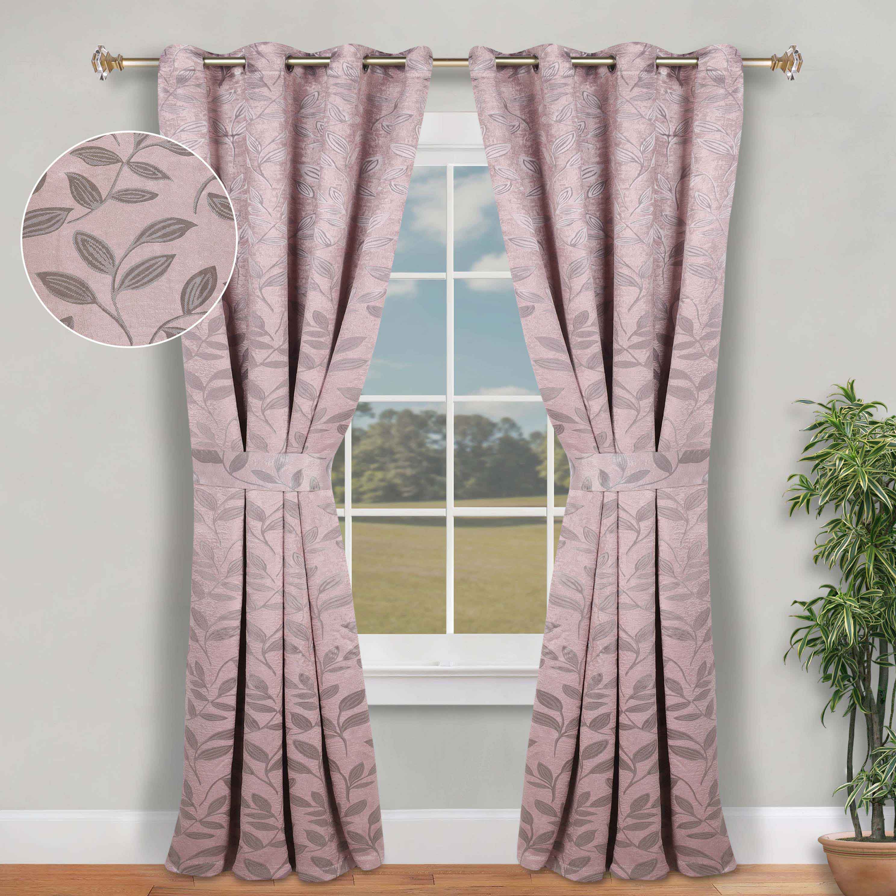 Leaves Machine Room Darkening Blackout Curtains, Set of 2 - Omnigoodsstore