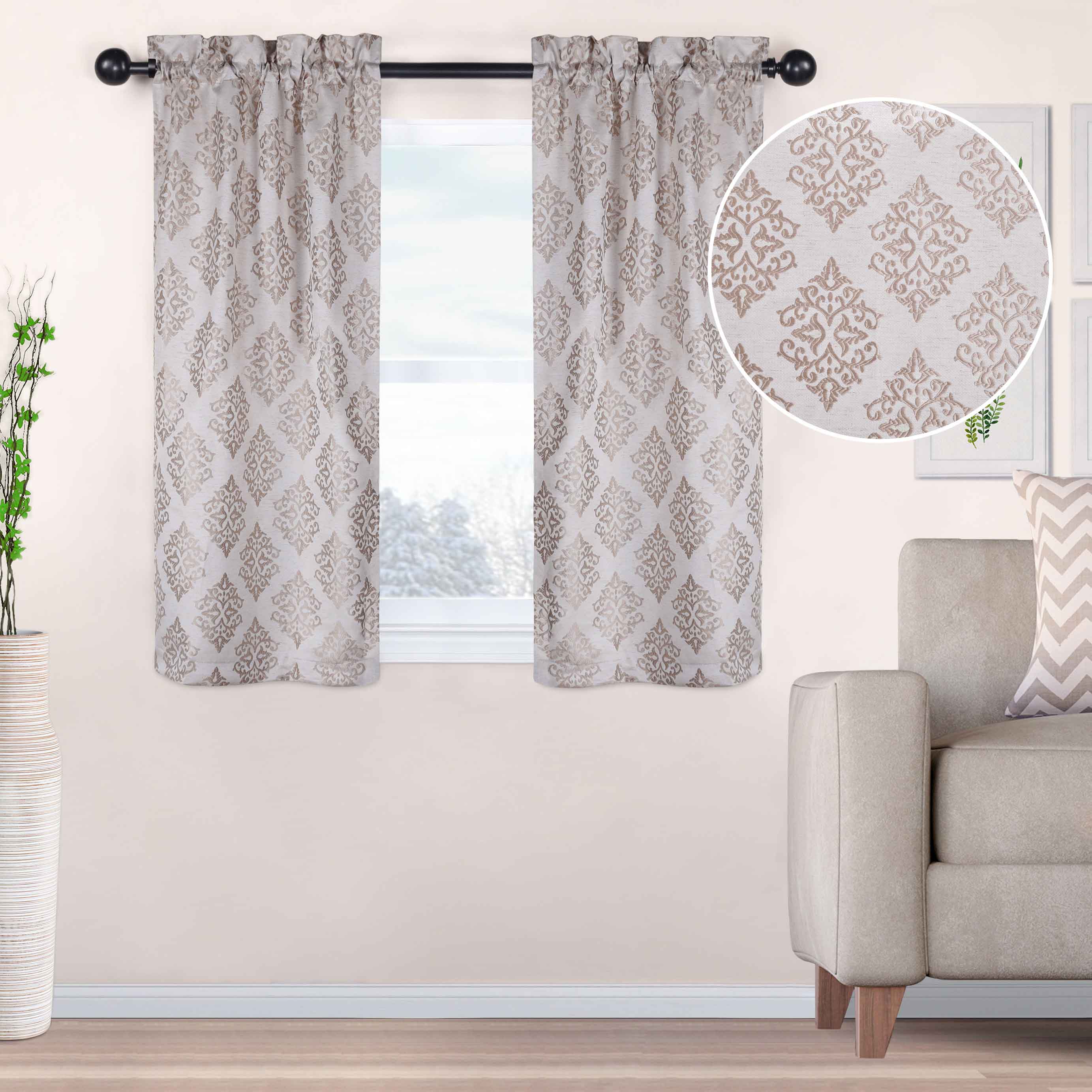 Venetian Damask Jacquard Curtain Panels, Set of 2 - Omnigoodsstore