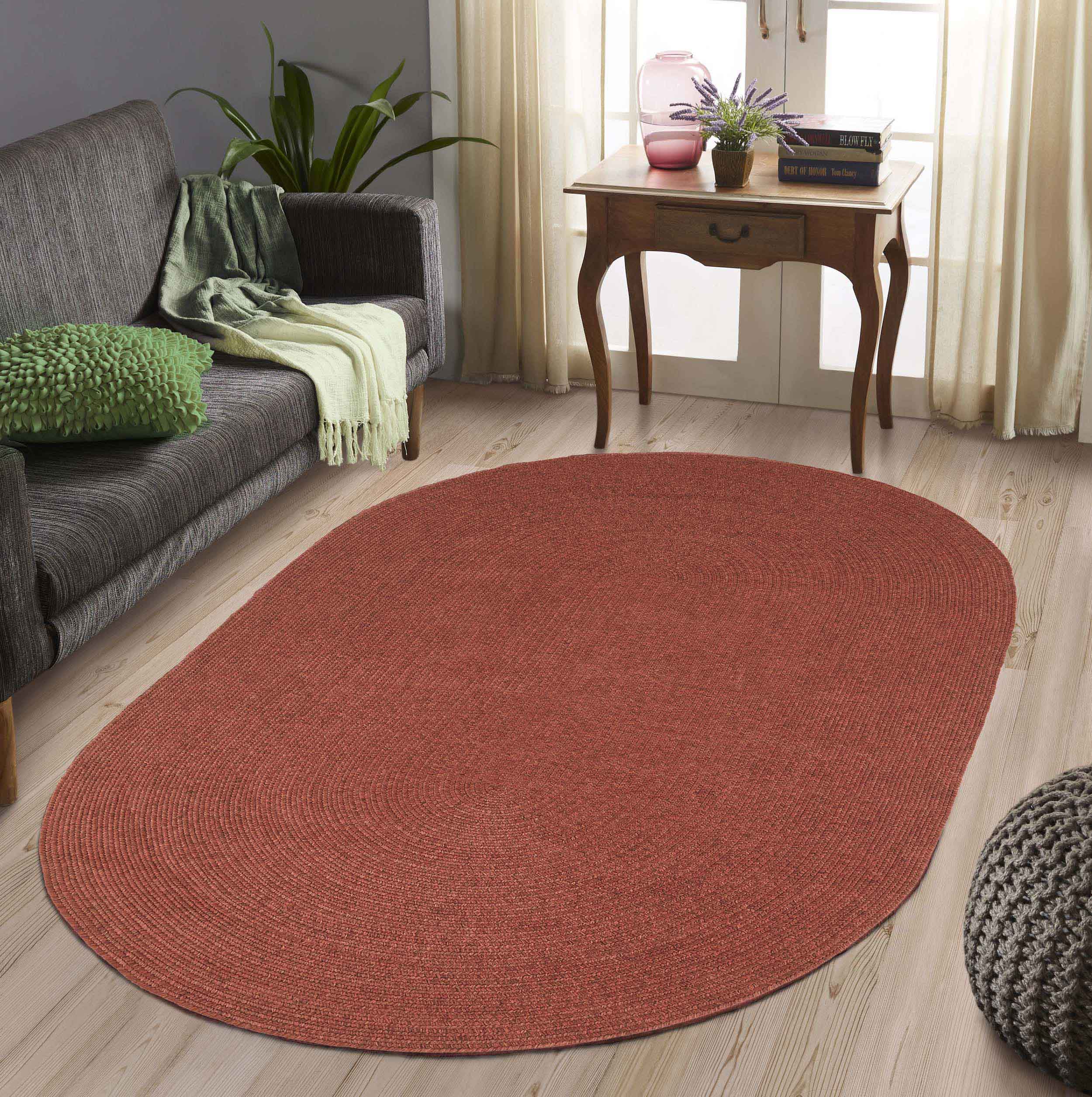 Classic Braided Area Rug Indoor Outdoor Rugs Oval - Omnigoodsstore