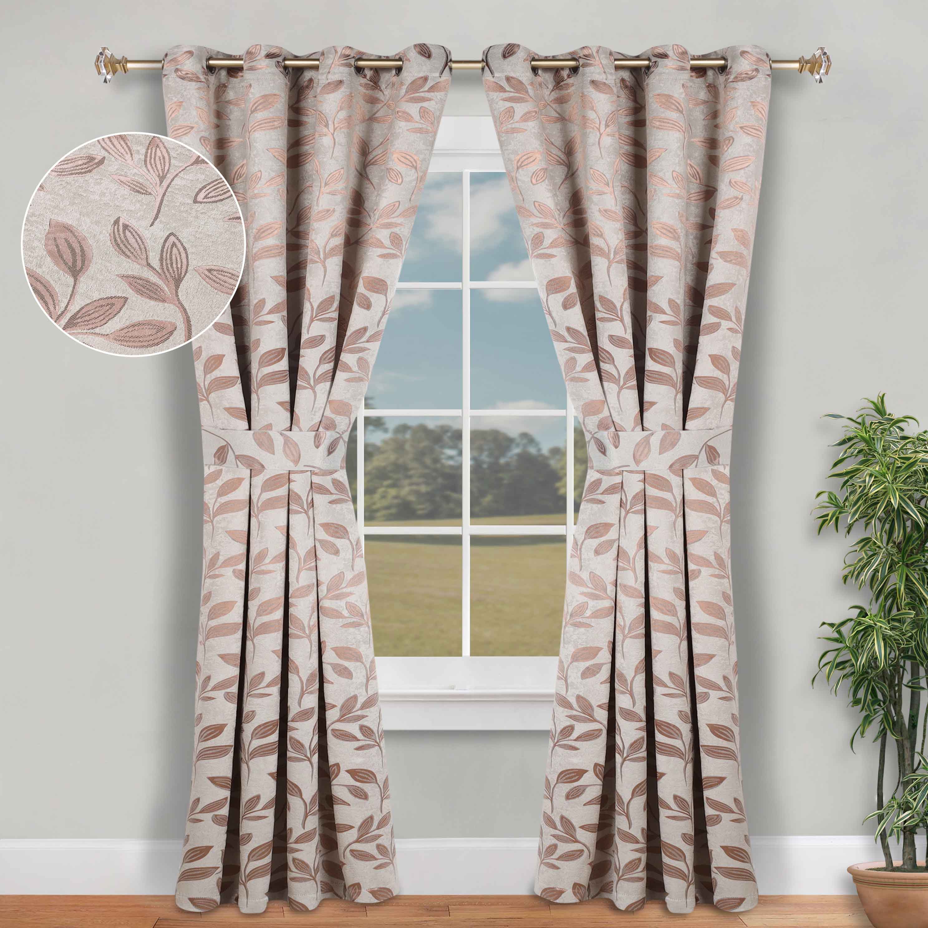Leaves Machine Room Darkening Blackout Curtains, Set of 2 - Omnigoodsstore