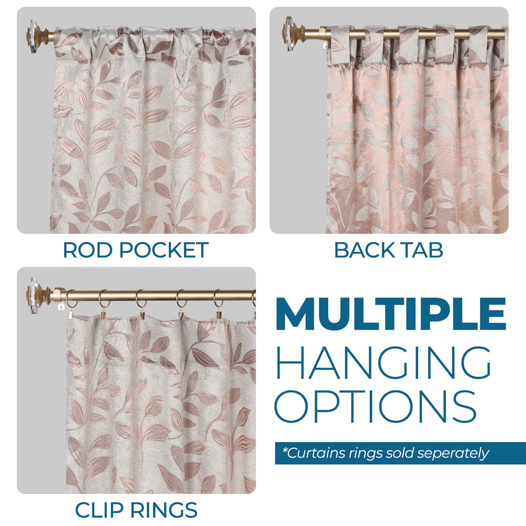 Superior Leaves Room Darkening Back Tab Blackout Curtains Panel Set - Omnigoodsstore