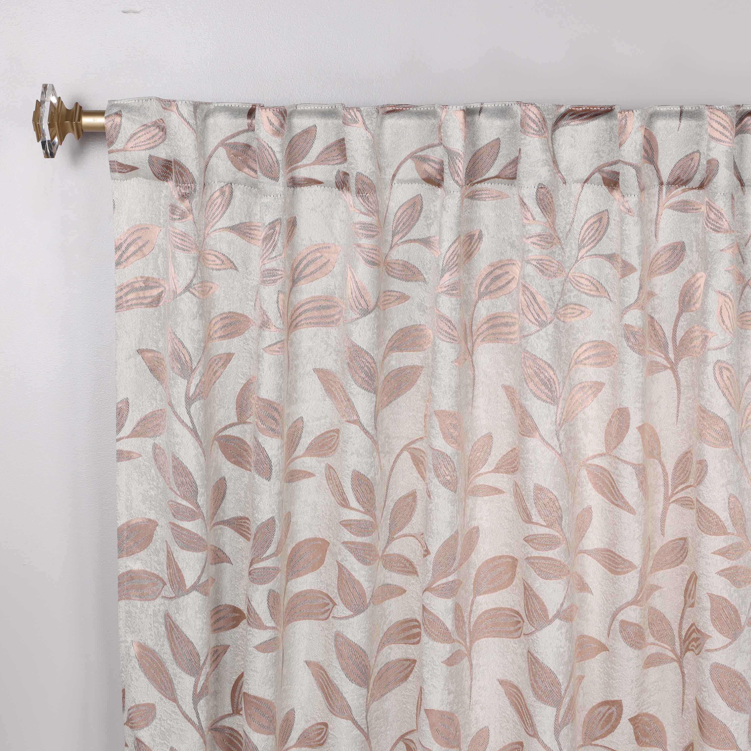 Superior Leaves Room Darkening Back Tab Blackout Curtains Panel Set - Omnigoodsstore