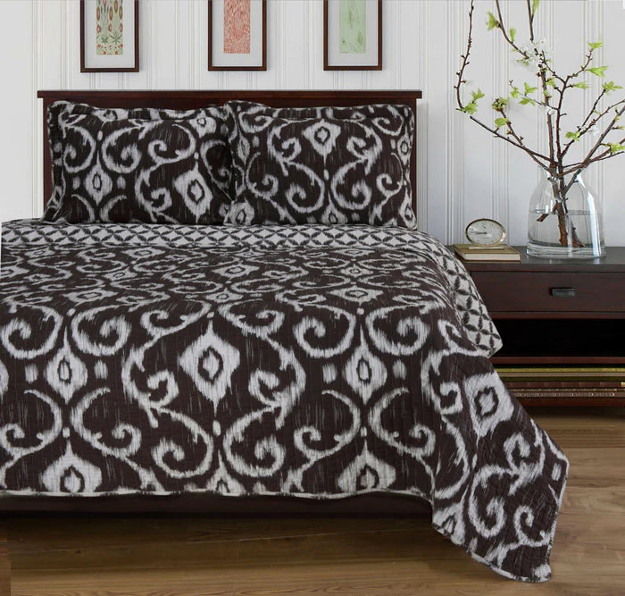 Cambridge Cotton Reversible Abstract Diamond Geometric Quilt Set - Omnigoodsstore