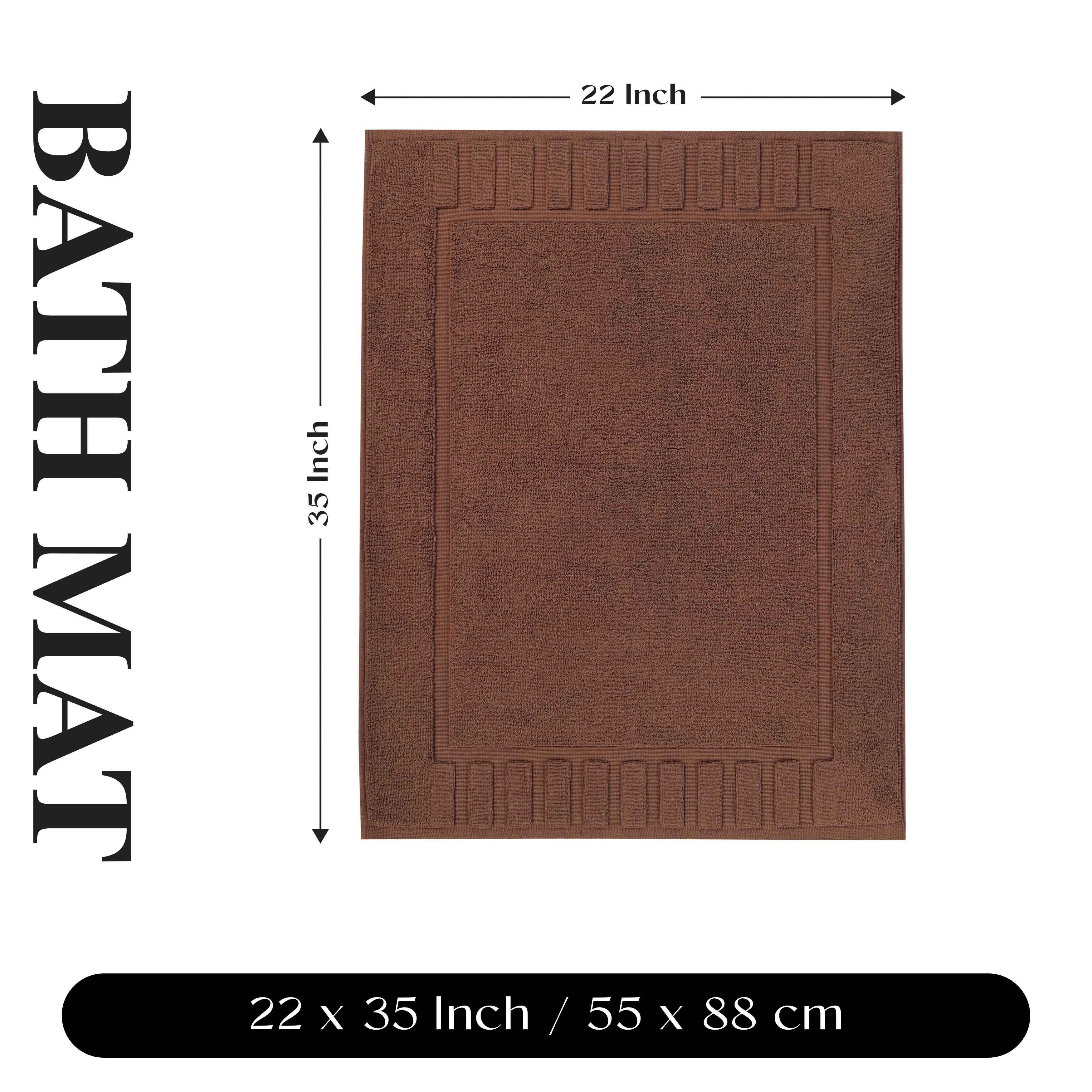 Leo Cotton Solid Modern Geometric Border Absorbent Bath Mat, Set of 2 - Omnigoodsstore