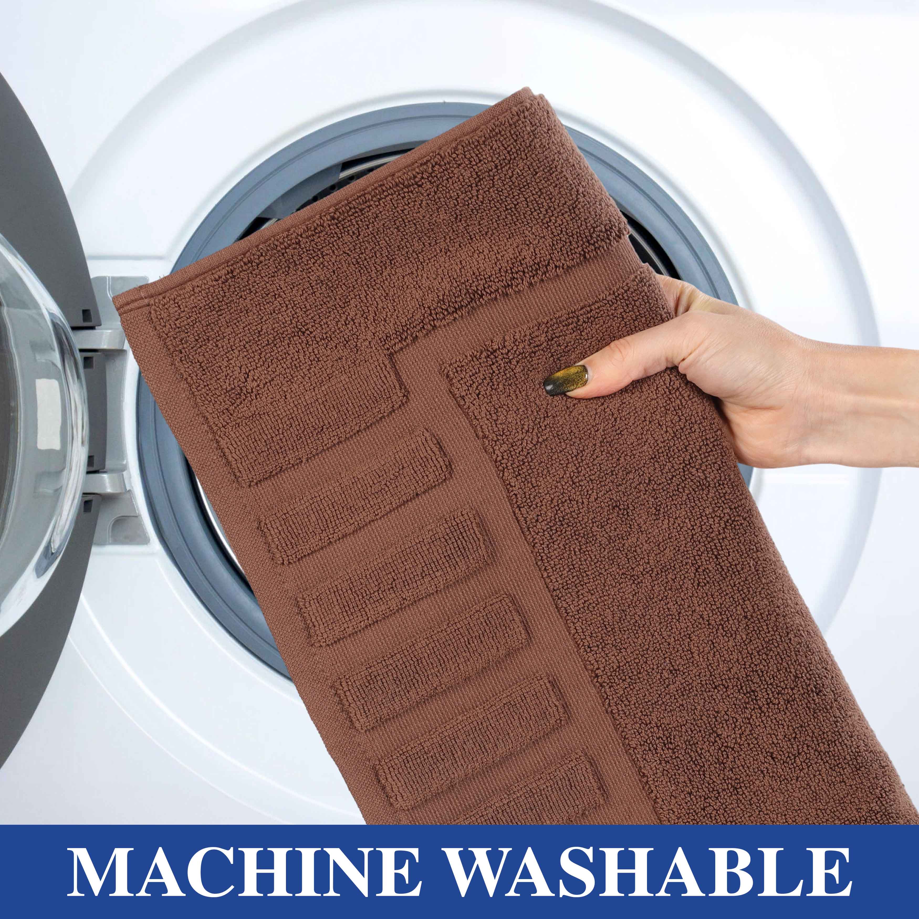 Leo Cotton Solid Modern Geometric Border Absorbent Bath Mat, Set of 2 - Omnigoodsstore