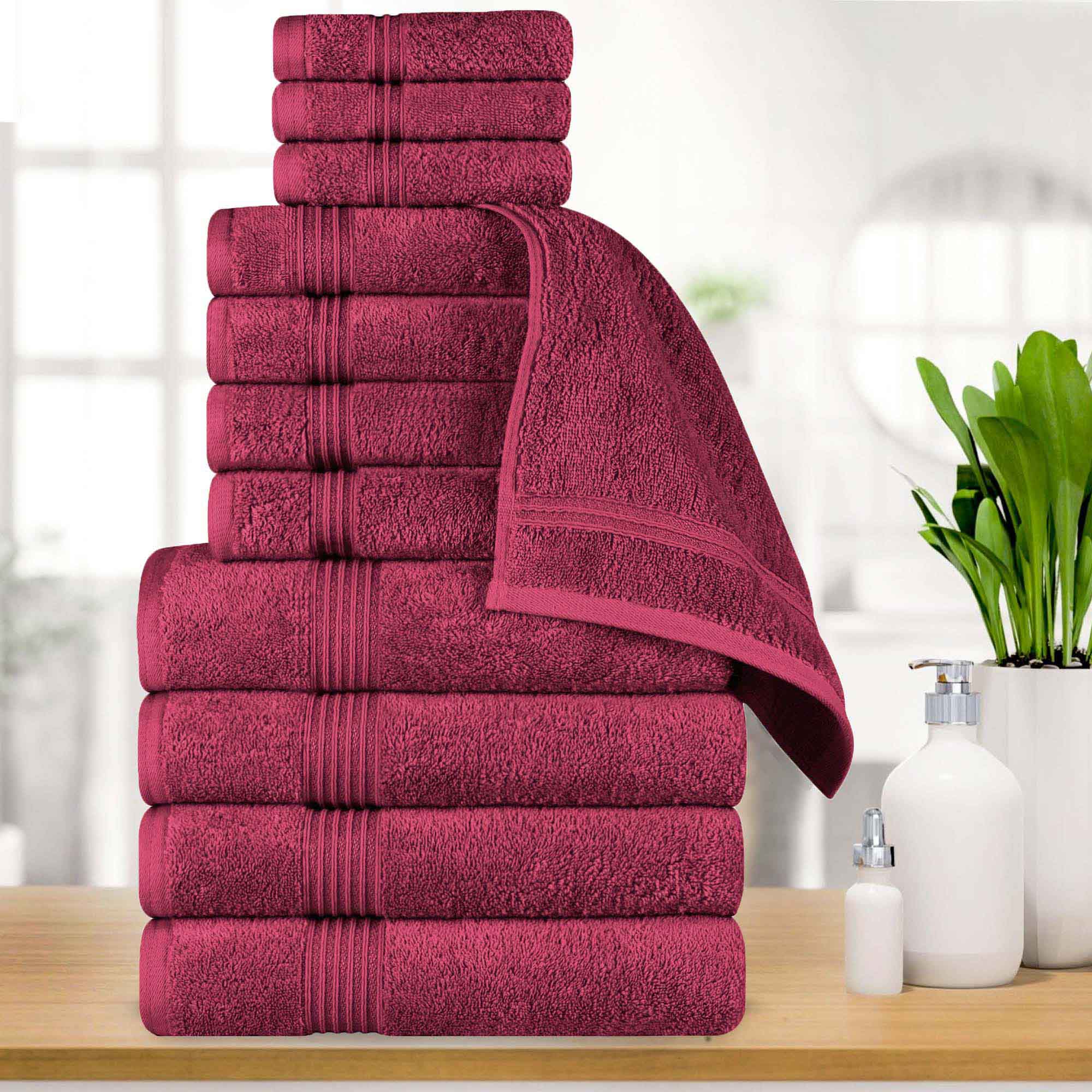 Egyptian Cotton Highly Absorbent Solid 12-Piece Ultra Soft Towel Set - Omnigoodsstore