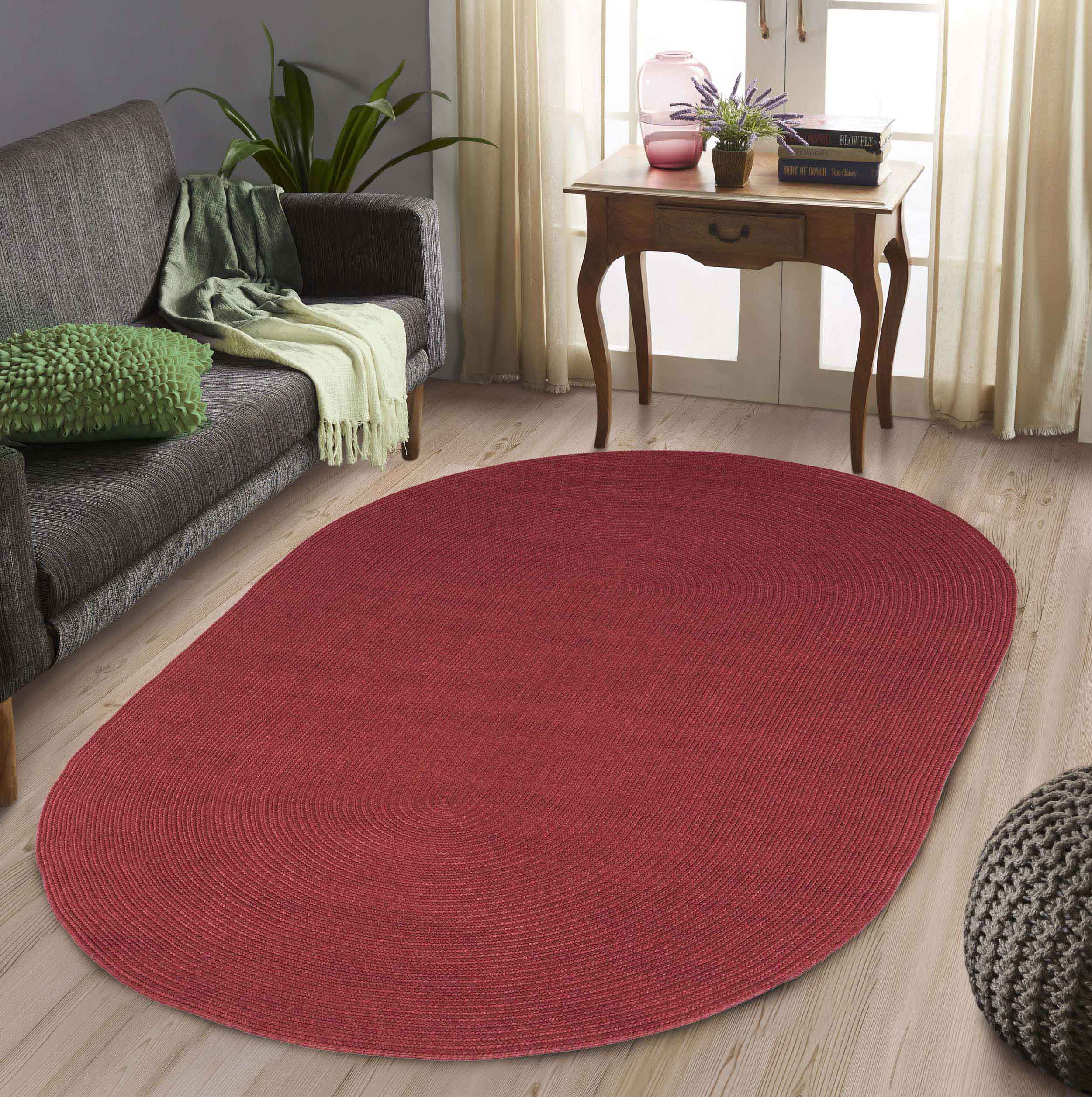 Classic Braided Area Rug Indoor Outdoor Rugs Oval - Omnigoodsstore