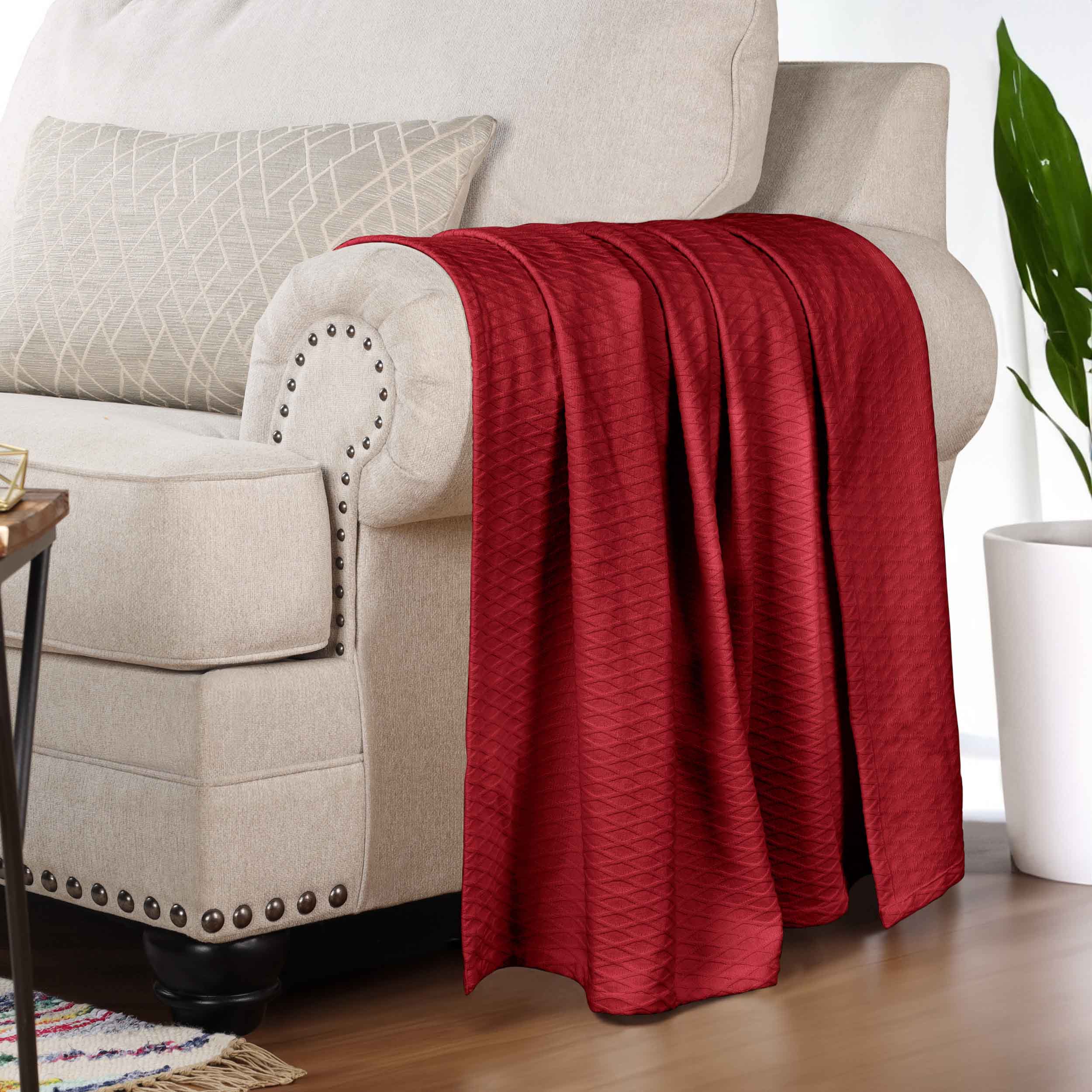 Cotton All Season Diamond Bed Blanket & Sofa Throw - Omnigoodsstore