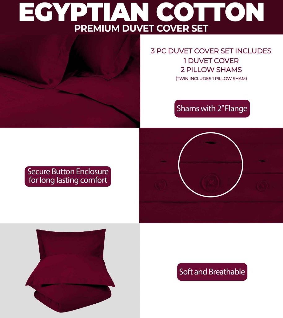 Egyptian Cotton 300 Thread Count Solid Duvet Cover Set - Omnigoodsstore