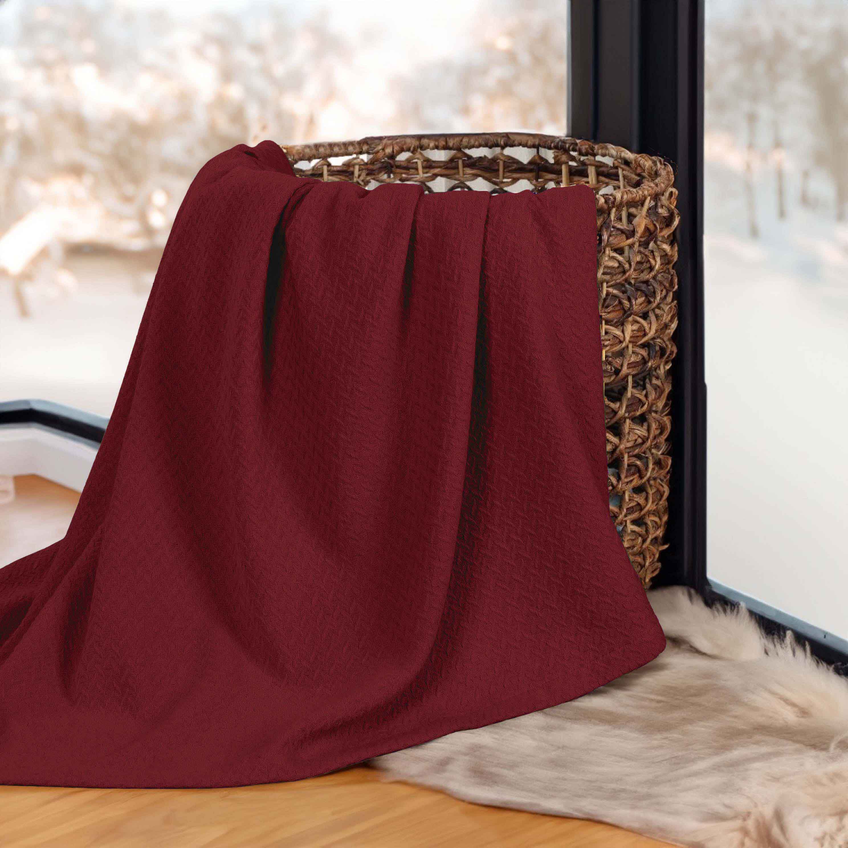 Nobel Cotton Textured Chevron Lightweight Woven Blanket - Omnigoodsstore