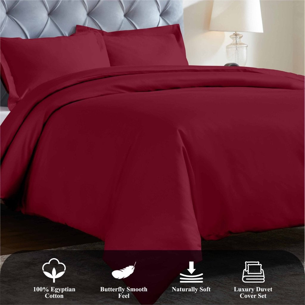 1200 Thread Count Egyptian Solid Cotton Duvet Cover Set - Omnigoodsstore