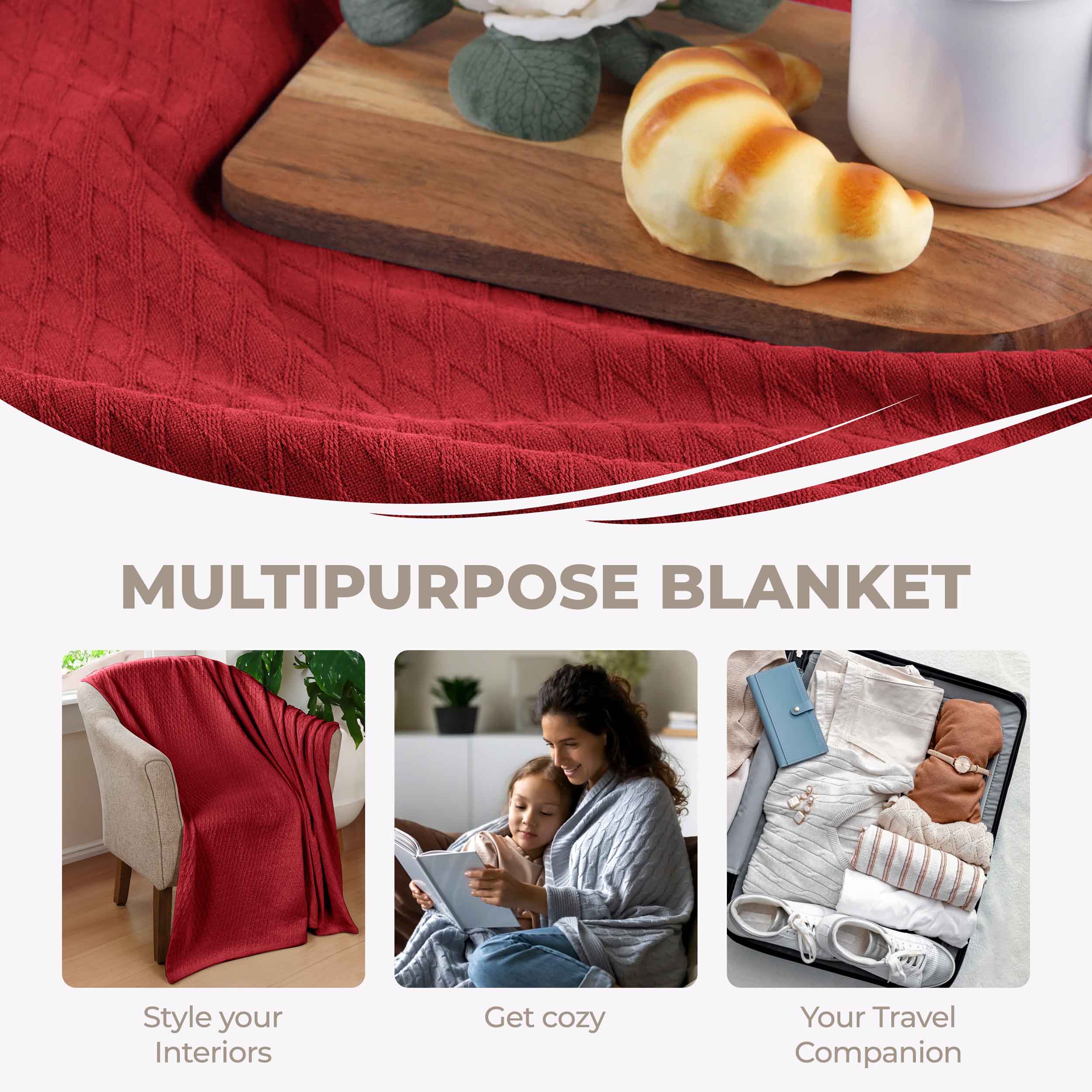 Cotton All Season Diamond Bed Blanket & Sofa Throw - Omnigoodsstore