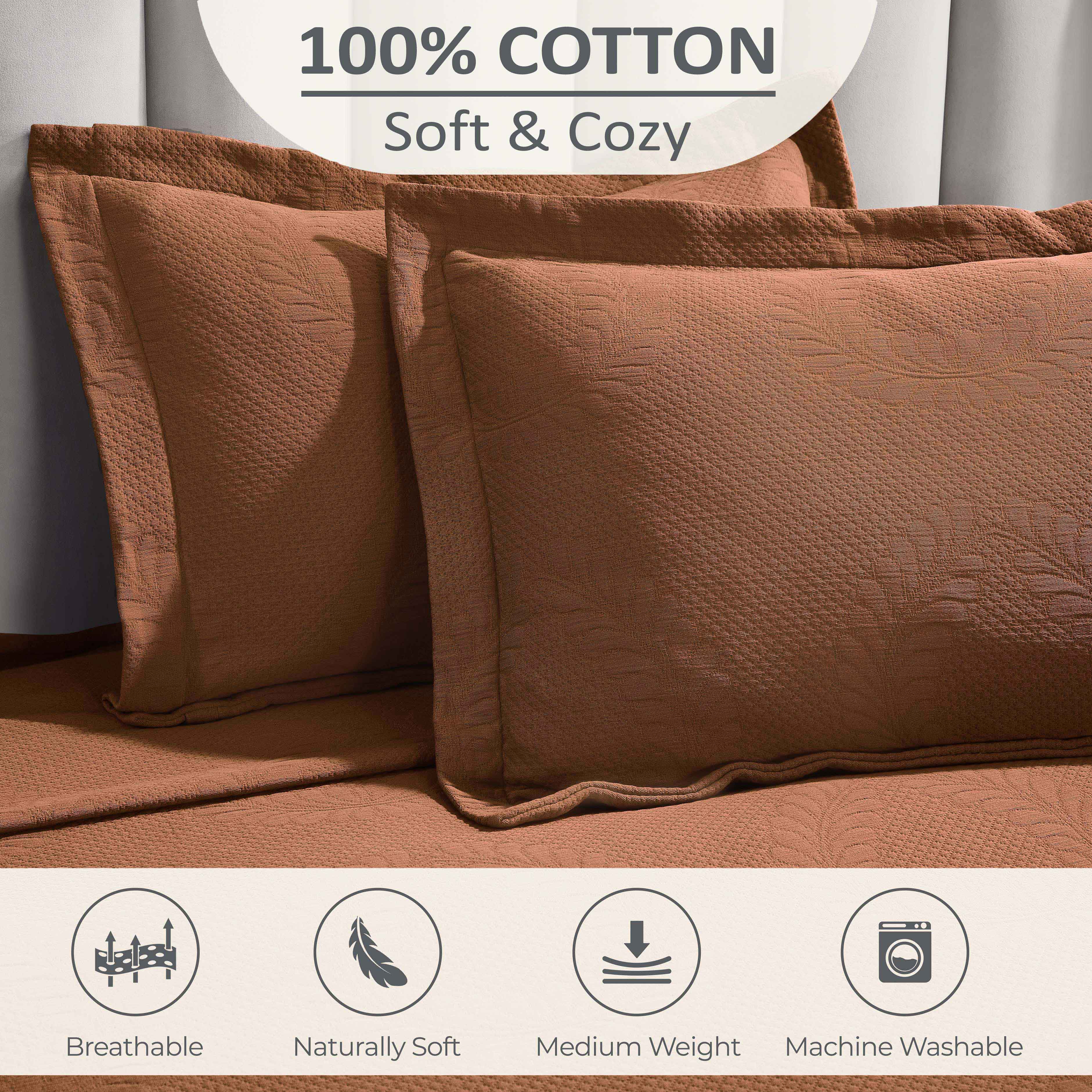 Peploi Cotton Medium Weight Matelasse Bedspread and Sham Set - Omnigoodsstore