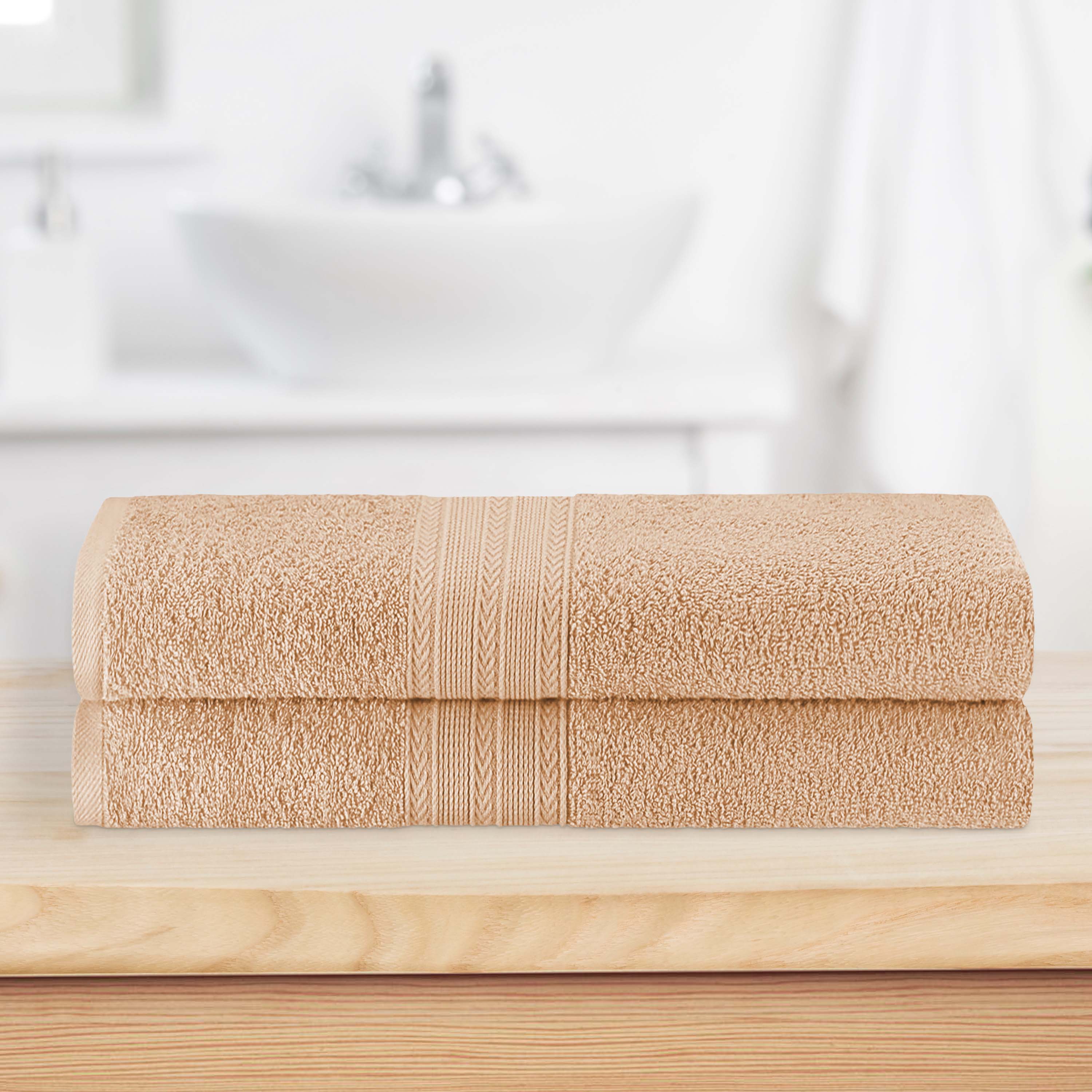 Cotton Eco Friendly 2 Piece Solid Bath Sheet Towel Set - Omnigoodsstore