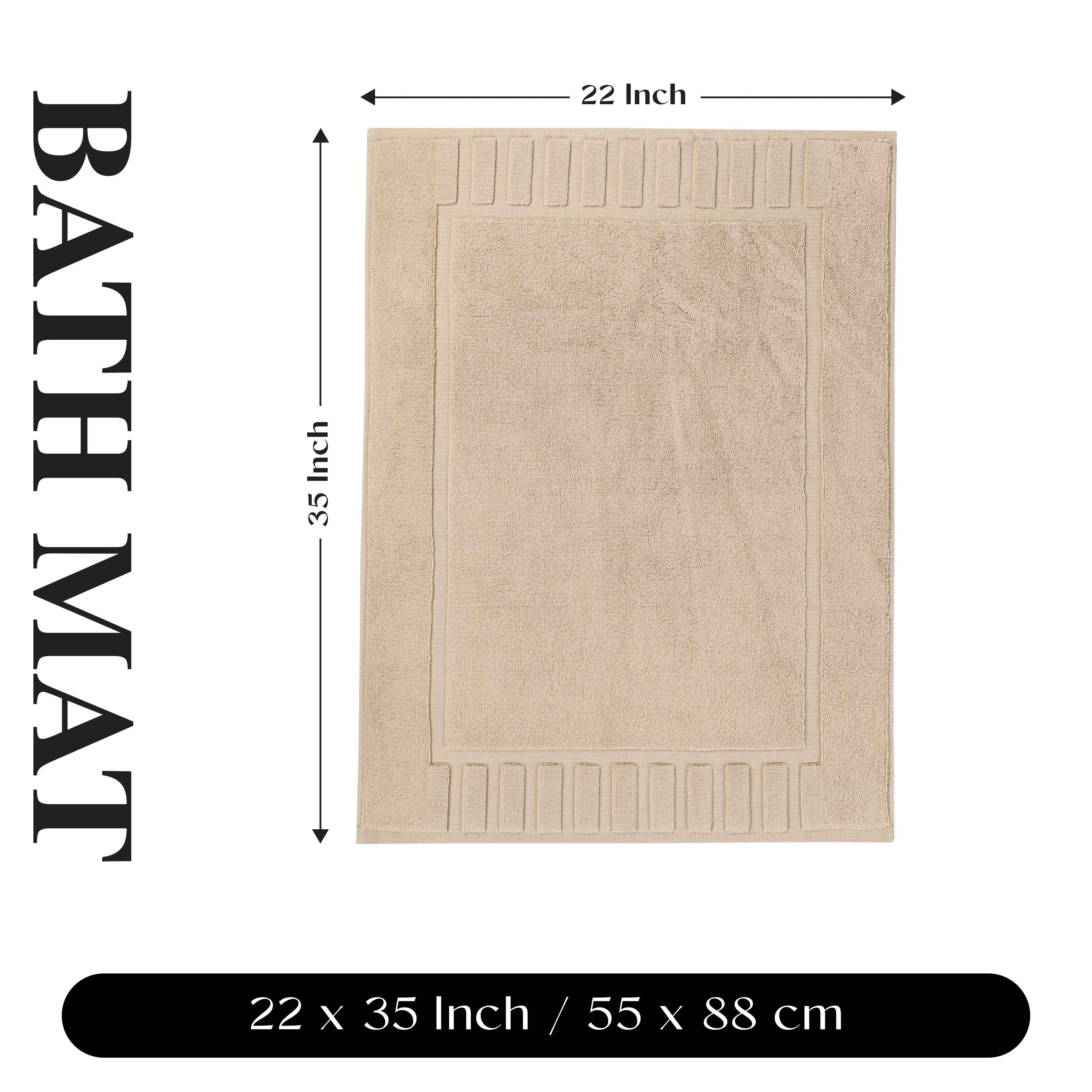 Leo Cotton Solid Modern Geometric Border Absorbent Bath Mat, Set of 2 - Omnigoodsstore