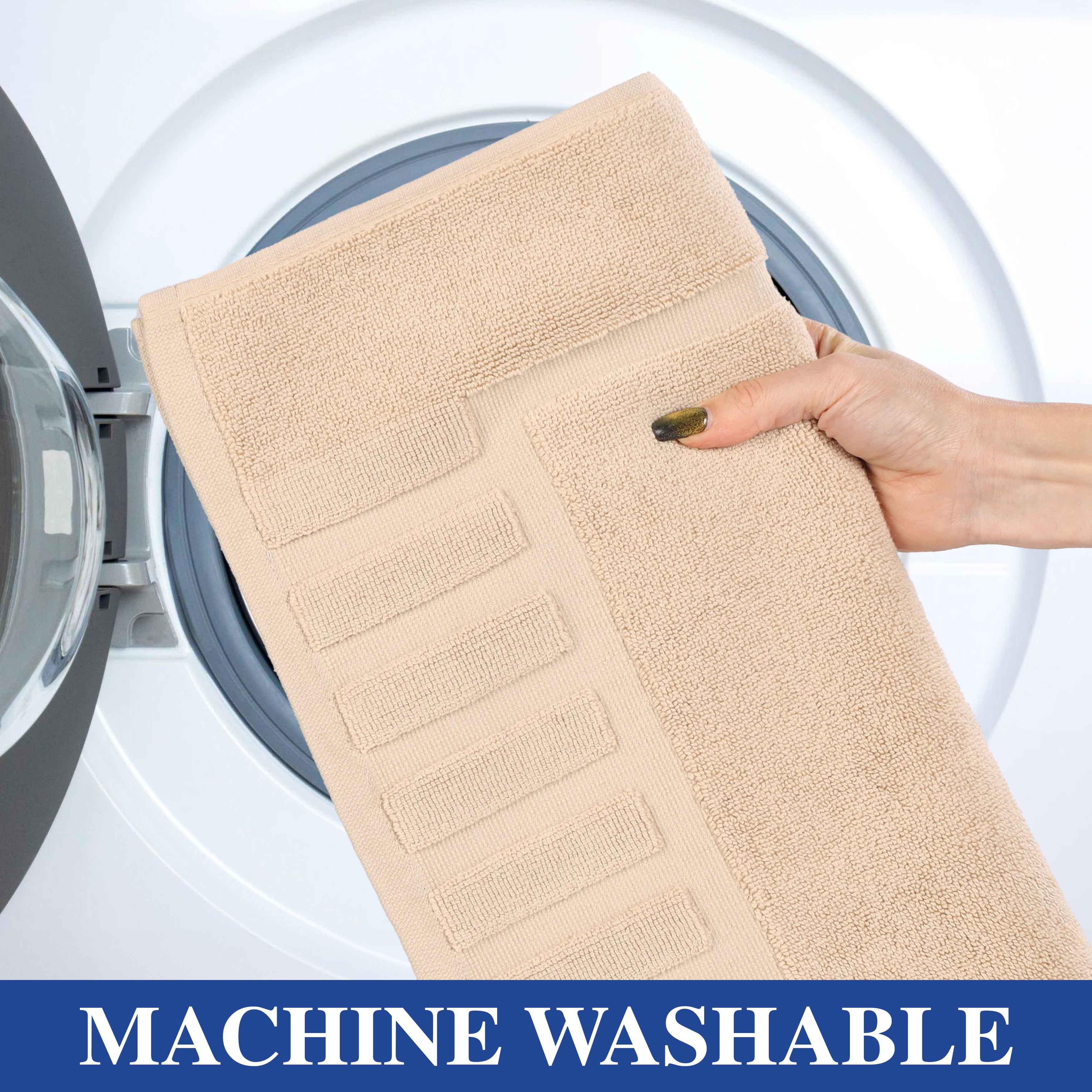 Leo Cotton Solid Modern Geometric Border Absorbent Bath Mat, Set of 2 - Omnigoodsstore