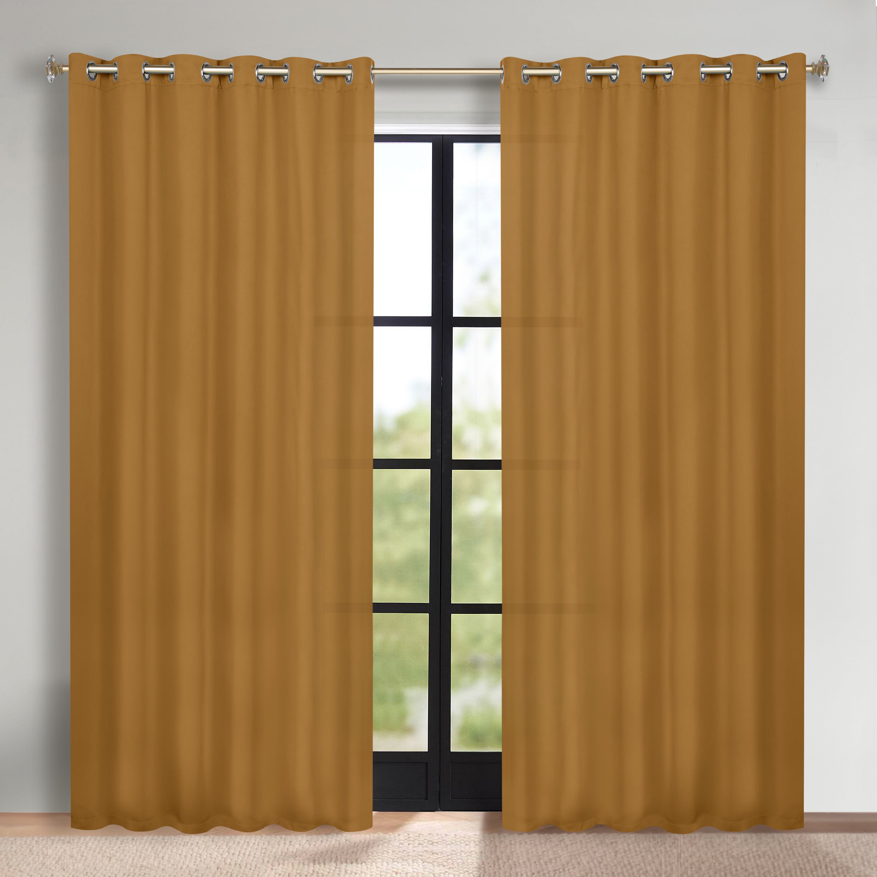 Solid Machine Washable Room Darkening Blackout Curtains, Set of 2 - Omnigoodsstore