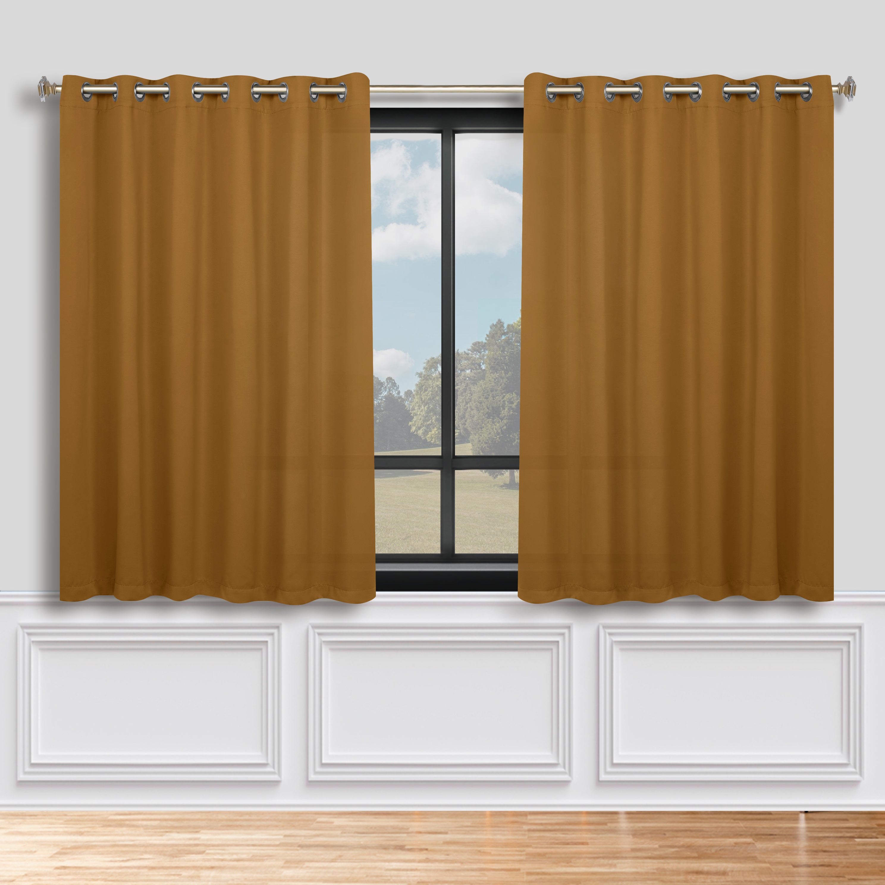 Solid Machine Washable Room Darkening Blackout Curtains, Set of 2 - Omnigoodsstore